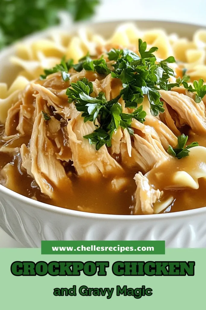 Discover the ultimate comfort dish with our Crockpot Chicken and Gravy recipe! This easy chicken recipe combines juicy chicken and a creamy chicken crockpot meal that simmers to perfection. Serve it over noodles for a satisfying family dinner. Perfect for busy days, this slow cooker chicken dish is a must-try! Save this recipe for delicious chicken and gravy over noodles tonight. #CrockpotChickenAndGravy #EasyChickenRecipes #SlowCookerDishes #ComfortFood