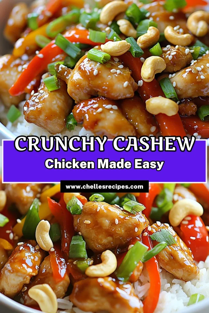 Discover the secret to an unforgettable dinner with this crunchy cashew chicken recipe! This easy chicken thigh recipe comes together in just 40 minutes, making it perfect for busy weeknights. Enjoy a delicious cashew chicken stir-fry packed with colorful veggies and healthy ingredients. Try this quick Asian chicken dish for a satisfying meal any day! Save this recipe for your next family dinner. #CashewChicken #EasyRecipes #HealthyDinner #AsianCuisine