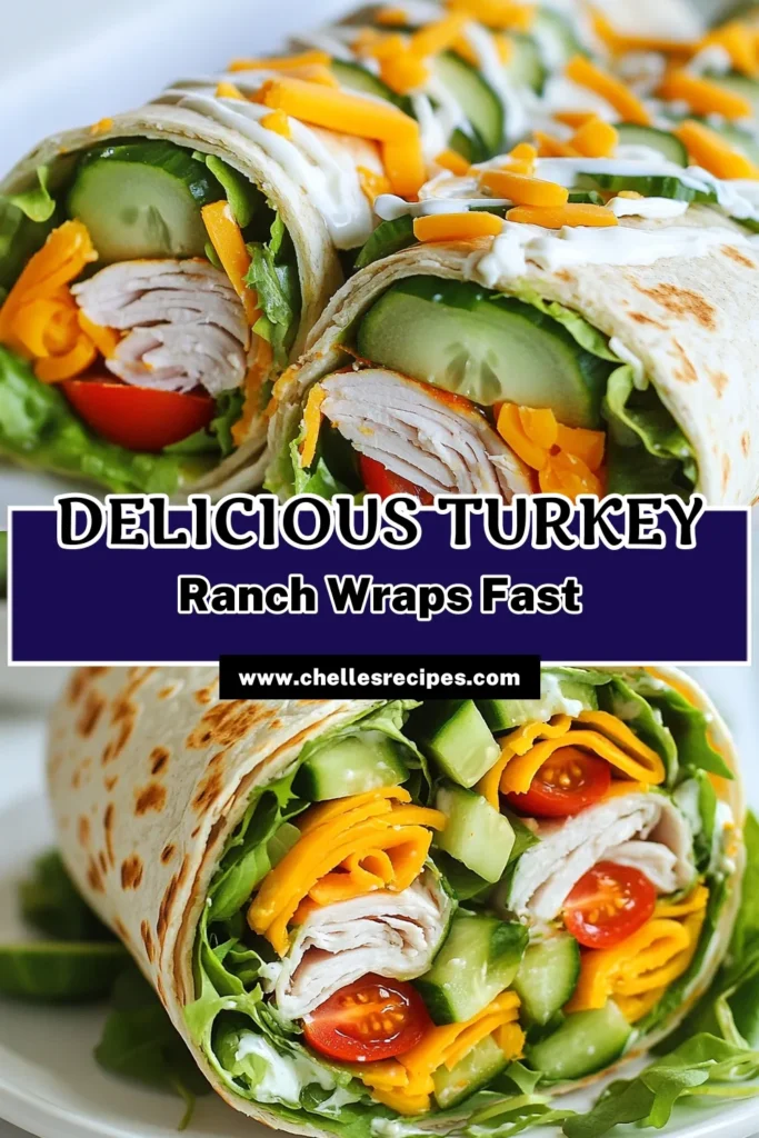 Looking for a quick and healthy meal? Try this delicious turkey ranch wrap recipe! With just 10 minutes of prep, you can whip up these easy turkey recipes using whole wheat tortilla wraps. Packed with sliced turkey, ranch dressing, fresh greens, and veggies, they make a perfect lunch or snack. Enjoy a tasty ranch dressing turkey wrap that everyone will love. Save this recipe for fast and nutritious dining! #TurkeyRanchWrap #HealthyWraps #EasyTurkeyRecipes #WholeWheatWraps