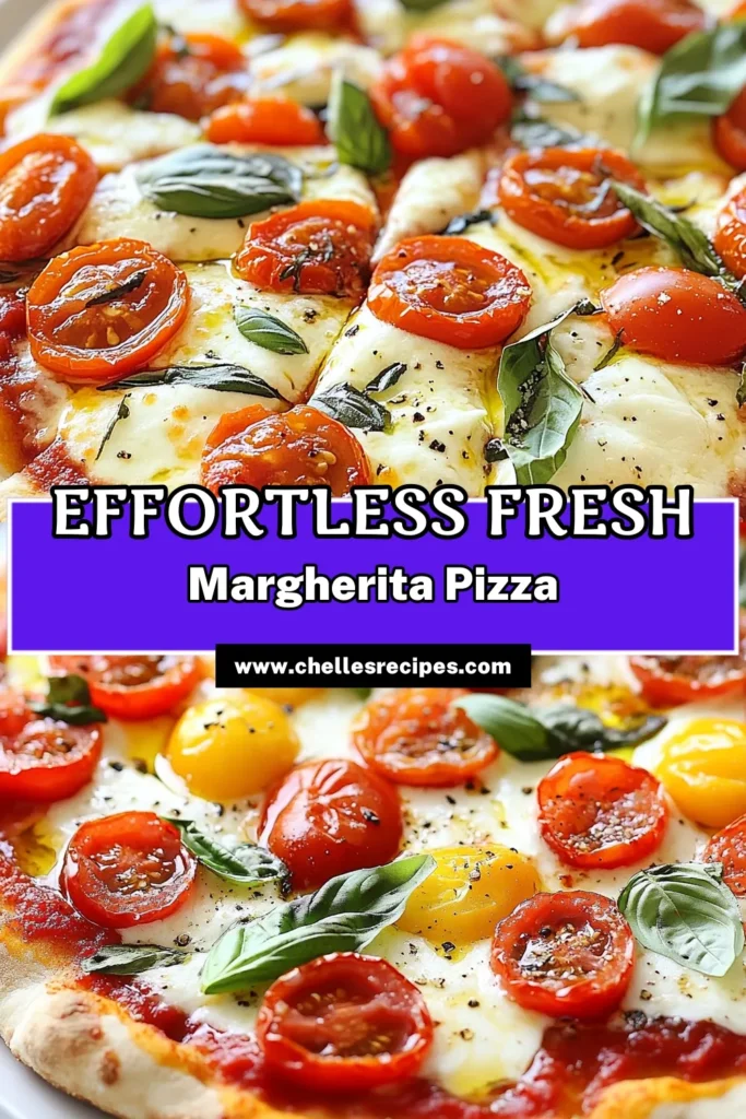 Craving a delicious homemade margherita pizza? This quick pizza recipe will have you enjoying fresh mozzarella pizza in no time! With simple margherita pizza ingredients like cherry tomatoes, basil, and marinara sauce, you'll whip up an easy pizza that’s perfect for any occasion. Bake it to golden perfection and savor every bite. Try this delightful quick homemade margherita pizza today and impress your family! #PizzaRecipe #HomemadePizza #FreshMozzarella #EasyRecipes