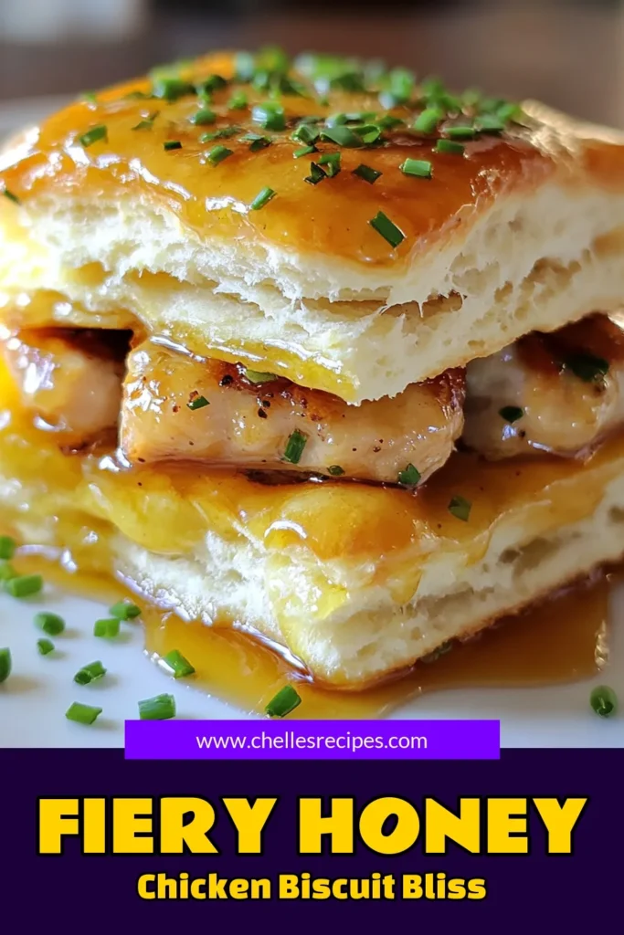 Discover the irresistible flavors of Hot Honey Chicken Biscuits with this easy Southern Chicken Biscuit Recipe! These Spicy Chicken Biscuits are perfect for any meal and feature flaky biscuits topped with juicy chicken and drizzled with sweet, spicy hot honey. Enjoy a homemade twist on a classic comfort dish that’s sure to impress. Try this recipe today and elevate your family meals! Save this for later. #HotHoneyChickenBiscuits #SouthernChickenBiscuitRecipe #BiscuitsWithHotHoney #SpicyChickenBiscuits