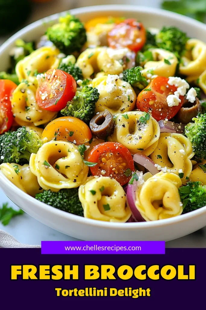 Discover the delicious Broccoli Tortellini Salad, a perfect blend of healthy ingredients and Mediterranean flavors! This cheese tortellini recipe features fresh broccoli, cherry tomatoes, Kalamata olives, and feta for a vibrant vegetarian pasta salad. Quick to prepare and bursting with taste, this healthy tortellini salad is ideal for any occasion. Save this easy recipe for your next gathering! #TortelliniSalad #VegetarianRecipes #HealthyEats #MediterraneanFlavor