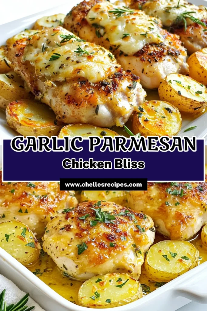 Discover the perfect weeknight meal with this Garlic Parmesan Chicken and Potatoes recipe! This easy garlic chicken bake features tender chicken breasts and crispy potatoes, all coated in flavorful garlic, rosemary, and a generous layer of Parmesan cheese. It's a simple yet delicious oven-baked chicken dinner that your family will love. Save this recipe now for a tasty, hassle-free meal! #GarlicParmesanChicken #ChickenAndPotatoesRecipe #EasyGarlicChickenBake #ParmesanCrustedChicken