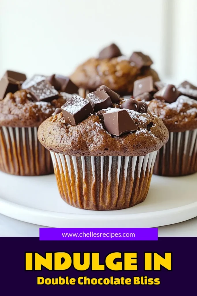 Indulge in the rich, chocolaty goodness of Bakery Style Double Chocolate Muffins that are sure to satisfy your sweet tooth! With simple ingredients and easy steps, these muffins are perfect for any occasion. Bake up a batch in just 35 minutes and enjoy them warm with a drizzle of melted chocolate or a dusting of powdered sugar. Click to explore this delicious recipe and elevate your baking game! #DoubleChocolateMuffins #BakingJoy #ChocolateLovers #MuffinRecipes