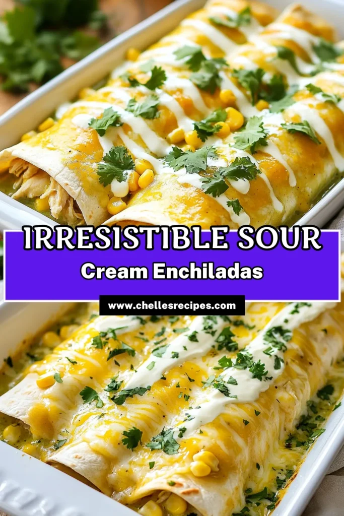 Craving a cozy meal? Try these delicious sour cream chicken enchiladas for a perfect dinner option! This easy enchilada recipe features shredded chicken enveloped in warm flour tortillas, smothered in creamy green enchilada sauce. Loaded with flavor, itβs the ultimate Mexican comfort food. Whip up this simple dish in just 45 minutes! Save this recipe for your next family meal! #SourCreamChickenEnchiladas #EasyEnchiladaRecipe #MexicanComfortFood #ShreddedChickenEnchiladas