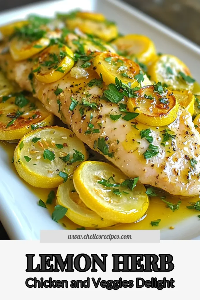 Looking for a quick and healthy chicken dinner? Try this Lemon Herb Chicken recipe featuring delicious baked chicken with zucchini and squash. This one-pan chicken and vegetables dish is not only easy to prepare but also packed with Mediterranean flavors. Perfect for meal prep or a weeknight dinner. Get your taste buds ready for a delicious experience and save this recipe now! #HealthyDinner #OnePanMeal #MediterraneanChicken #ZucchiniRecipes