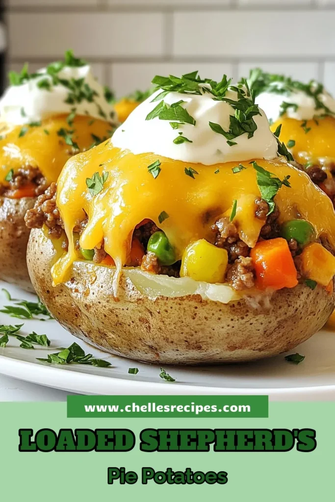 Savor the comfort of Shepherd's Pie Baked Potatoes! These Cheddar Cheese Stuffed Potatoes are a delicious twist on classic Ground Beef Shepherd's Pie, featuring a hearty meat filling with veggies and a creamy topping. Perfect for family dinners, this recipe is an easy go-to for comfort food lovers. Try this mouthwatering dish and bring warmth to your table! Save this recipe for later. #ShepherdsPie #ComfortFoodRecipes #BakedPotatoes #MeatFilling