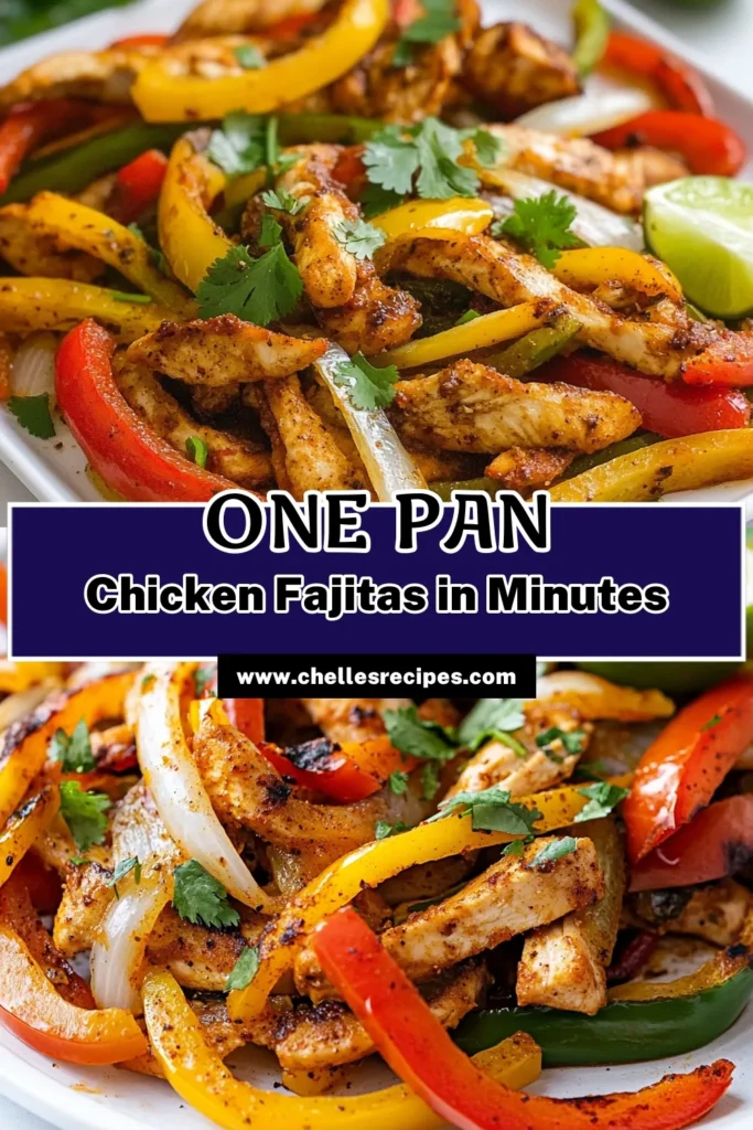 Create a delicious and healthy dinner with these Sizzling Sheet Pan Chicken Fajitas. This easy chicken fajitas recipe combines tender chicken with bell peppers, all baked on one pan for minimal cleanup. Perfect for busy weeknights, these sheet pan fajitas are quick to prepare and packed with flavor. Ready in just 35 minutes, they are a tasty and healthy option the whole family will love. Try them tonight! #SheetPanFajitas #HealthyChickenFajitas #EasyChickenFajitas #FajitasWithBellPeppers