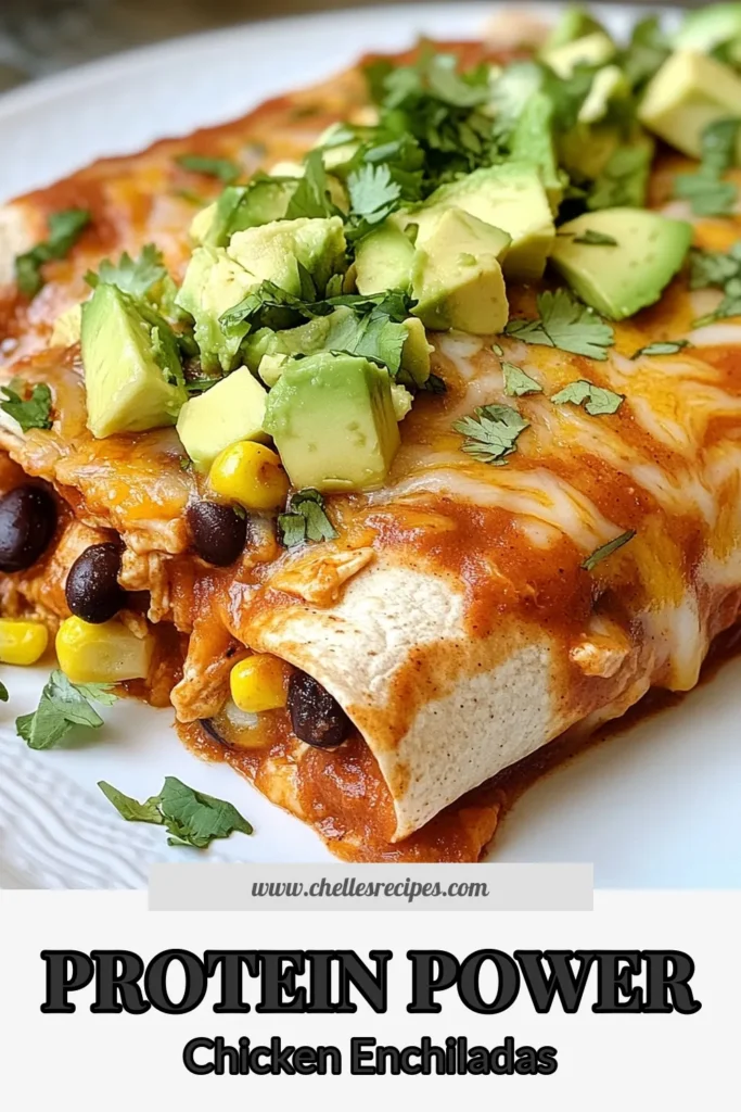 Discover the ultimate Protein Packed Chicken Enchiladas, a healthy enchilada recipe that will satisfy your cravings while keeping your diet in check. With whole wheat tortillas and a delicious filling of shredded chicken, black beans, and Greek yogurt, this easy chicken enchiladas recipe is perfect for a high protein dinner. Give it a try tonight and enjoy a nutritious meal! Save this recipe for your next cooking adventure! #ProteinChickenEnchiladas #HealthyEnchiladaRecipe #HighProteinDinner #WholeWheatTortillaEnchiladas