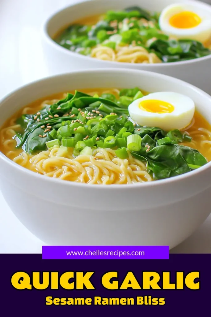 Satisfy your cravings in just 15 minutes with this Minute Garlic Sesame Ramen recipe! Perfect for a cozy night in, this dish combines instant ramen noodles with a savory garlic-infused broth and fresh greens. Ready to impress? Click through for the full recipe and tips to elevate your ramen game! Enjoy this delicious and quick meal today. #RamenRecipe #EasyDinner #GarlicLovers #QuickMeals
