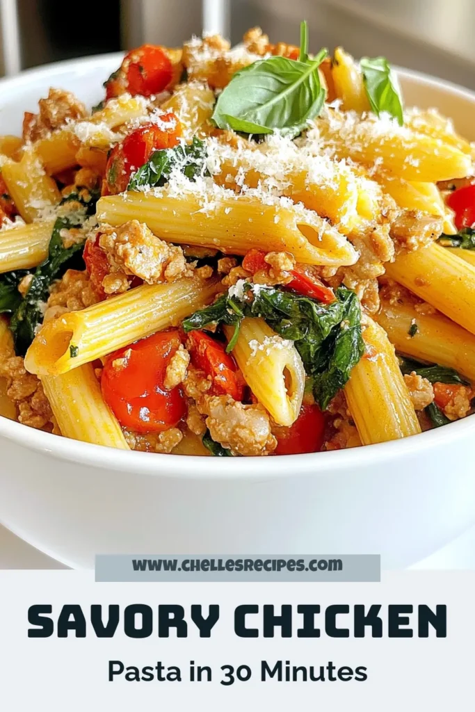 Discover the ultimate savory ground chicken pasta thatβs both delicious and nutritious. This easy chicken pasta recipe is a perfect weeknight dinner, packed with healthy ground chicken dishes and bursting with flavor. In just 30 minutes, create a quick pasta meal that everyone will love. Elevate your dinner game with this Italian chicken pasta recipe. Save this recipe for a satisfying weeknight meal! #GroundChicken #HealthyPasta #QuickMeals #ItalianRecipe