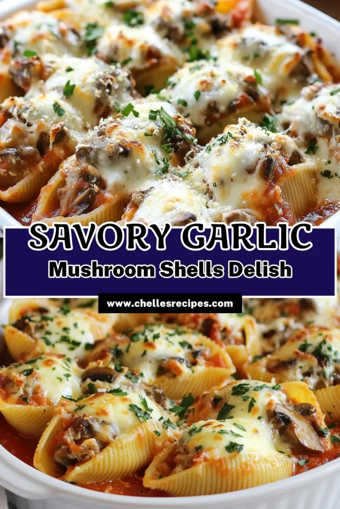 Indulge in this delicious garlic mushroom stuffed shells recipe that combines tender jumbo pasta shells with a creamy ricotta and mushroom filling. Perfect for a vegetarian meal, these baked stuffed shells with marinara are sure to impress. Discover how easy it is to make flavorful vegetarian stuffed shells that everyone will love. Treat yourself to this creamy ricotta mushroom pasta dish tonight! Save this recipe! #GarlicMushroomStuffedShells #VegetarianStuffedShells #PastaRecipe #ComfortFood