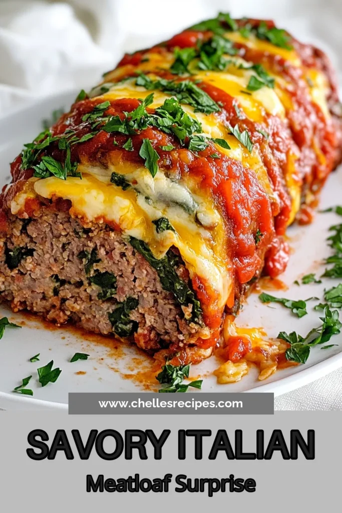 Discover the ultimate savory Italian meatloaf recipe that combines ground beef and turkey for a delicious twist! This stuffed meatloaf with mozzarella is bursting with flavor and topped with rich marinara. Perfect for family dinners, this cheesy stuffed meatloaf will have everyone coming back for seconds. Try this recipe today for a hearty meal that’s sure to impress! Save it for later! #ItalianMeatloaf #StuffedMeatloaf #CheesyMeatloaf #ComfortFood