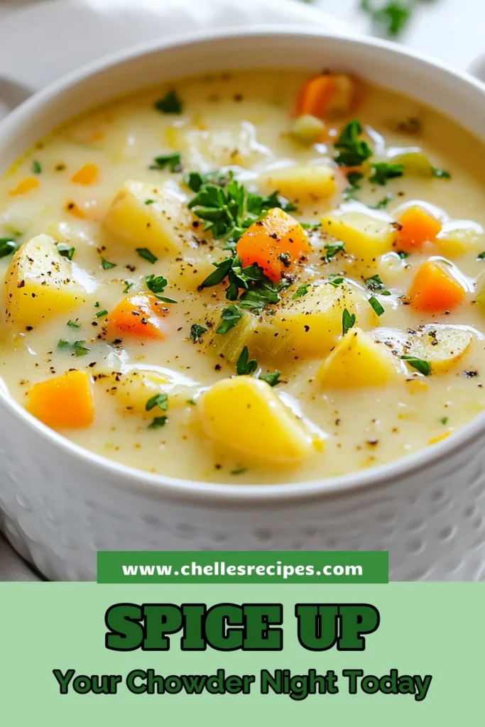 Looking for a delicious and comforting dish? Try this Cajun potato chowder recipe! Packed with flavors, this creamy potato chowder is perfect for a cozy meal. It's an easy chowder recipe that can be made vegetarian with vegetable broth and coconut milk. Enjoy a spicy potato soup that's sure to warm you up. Save this recipe for your next family gathering! #CajunChowder #VegetarianRecipes #ComfortFood #EasyRecipes