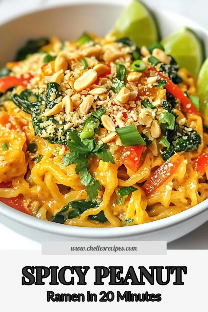 Discover the deliciousness of spicy peanut ramen with this easy ramen recipe that’s perfect for a quick weeknight dinner. Made with savory peanut butter, vegetable broth, and fresh veggies, these vegetarian ramen noodles are a must-try! Whip up this spicy peanut ramen in just 20 minutes for a satisfying meal that packs a flavorful punch. Click to save this recipe and elevate your dinner game! #spicypeanutramen #easyramenrecipe #quickweeknightdinner #vegetarianramennoodles