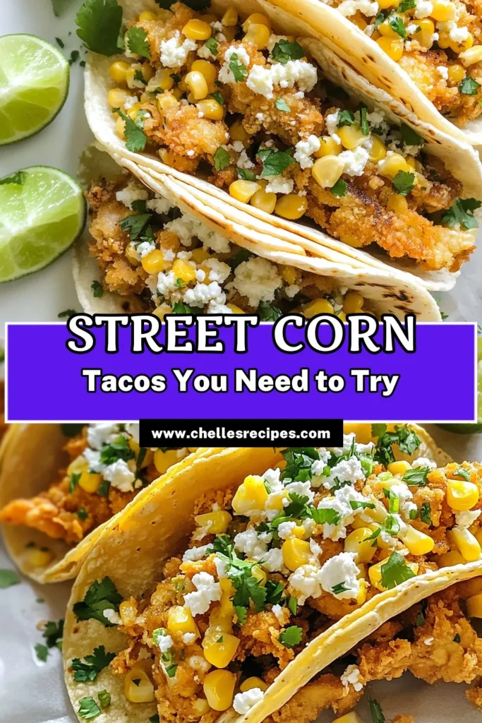 Get ready for a flavor explosion with these Fried Chicken Street Corn Tacos! Bursting with tender fried chicken, fresh corn, and a zesty homemade taco sauce, these easy taco recipes use a simple corn tortilla recipe that everyone will love. Perfect for weeknight dinners or gatherings, these tacos are sure to impress. Try them today and elevate your taco game! Save this recipe for your next feast! #FriedChickenTacos #StreetCornTacos #EasyTacoRecipes #HomemadeTacoSauce