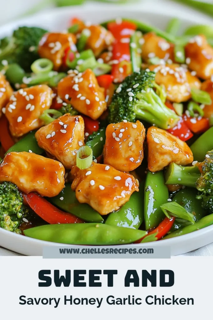 Discover this delicious honey garlic chicken recipe that combines tender chicken and fresh veggies for a perfect easy chicken stir-fry. This healthy chicken and veggies dish is coated in a flavorful honey garlic sauce that's quick to prepare, making it an ideal option for busy nights. Enjoy a nutritious meal on the table in just 20 minutes! Try it tonight for a satisfying dinner. Save this recipe for later! #HoneyGarlicChicken #QuickDinnerRecipes #HealthyEating #EasyStirFry