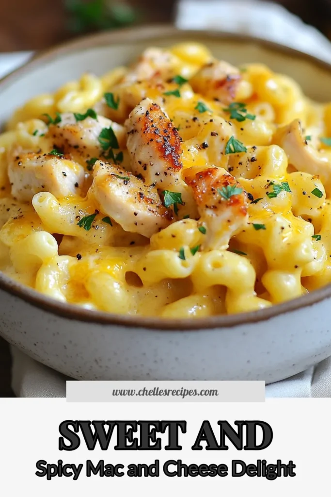 Indulge in a delightful twist on comfort food with this Honey Pepper Chicken Mac and Cheese. This creamy mac and cheese recipe combines cheesy macaroni with chicken for a quick chicken pasta dish that's perfect for busy weeknights. With simple ingredients and easy dinner recipes, your family will love every cheesy bite. Don't wait, try this delicious Honey Pepper Chicken Mac and Cheese today! Save this recipe for later! #MacAndCheese #EasyDinner #ChickenPasta #ComfortFood