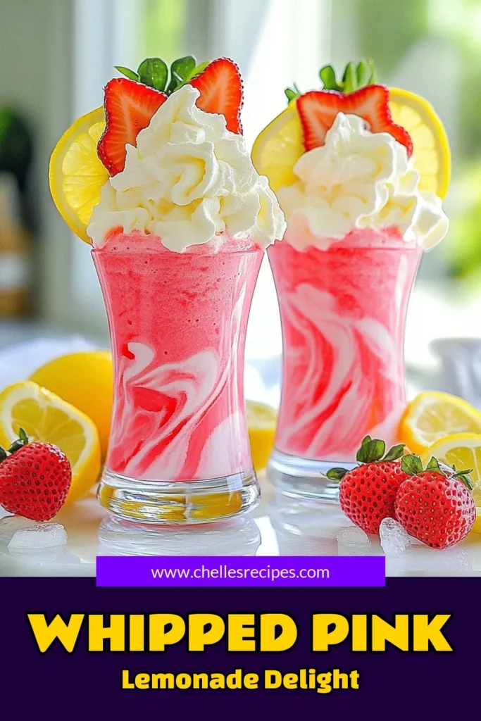 Beat the heat with this delicious whipped pink lemonade recipe! Combining the refreshing flavors of a strawberry lemonade drink with creamy homemade whipped cream lemonade, this easy lemonade recipe is perfect for summer gatherings. In just 10 minutes, you can serve up these delightful refreshing summer beverages that will impress your friends and family. Don't forget to save this recipe for your sunny days! #PinkLemonade #SummerDrinks #EasyRecipes #StrawberryLemonade