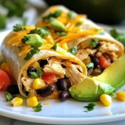 - 2 cups cooked chicken, shredded - 1/2 cup chipotle ranch dressing - 1 cup cooked rice (white or brown) - 1 cup black beans, drained and rinsed - 1 cup corn (fresh or canned) - 1 cup shredded cheddar cheese - 1/2 cup diced tomatoes - 1/4 cup chopped cilantro - 4 large flour tortillas - Salt and pepper to taste - Optional: avocado slices for garnish - Additional spices (cumin, paprika) - Sautéed bell peppers or onions - Sour cream or Greek yogurt When making Chipotle Ranch Chicken Burritos, I love using fresh and simple ingredients. You need cooked chicken, which you can shred easily. The chipotle ranch dressing gives it a spicy kick. I often choose brown rice for added fiber, but white rice works just as well. The black beans add a rich texture and protein. I recommend using fresh corn, but canned corn is a quick option too. Cheddar cheese melts beautifully inside and adds creaminess. Diced tomatoes and cilantro bring freshness and color. The flour tortillas are key for wrapping all these tasty fillings. You can season your mix with salt and pepper for extra flavor. If you want to take it up a notch, try adding spices like cumin or paprika. Sautéed bell peppers or onions can enhance the taste too. For a creamy finish, sour cream or Greek yogurt works great. Feel free to add avocado slices on top for a nice touch. These ingredients come together to create a meal that's not just quick, but also packed with flavor. {{ingredient_image_1}} - First, take the shredded chicken and place it in a large bowl. - Add the chipotle ranch dressing to the chicken. - Mix well until the chicken is fully coated with the dressing. - This step is key for a tasty filling. - In another bowl, combine the cooked rice, black beans, corn, diced tomatoes, and cilantro. - Stir well to mix all the ingredients together. - Season with salt and pepper to taste. - This mixture adds great flavor and texture to your burrito. - Lay out each tortilla on a clean surface. - Spoon a good amount of the rice and bean mixture onto the center of each tortilla. - Next, add some of the chipotle ranch chicken on top. - Sprinkle a handful of shredded cheddar cheese over the filling. - To wrap the burrito, fold the sides in first, then roll from the bottom up. - Heat a non-stick skillet over medium heat. - Place the burrito seam-side down in the skillet. - Cook for 2-3 minutes on each side until golden and crispy. - Remove from the skillet and let cool for a moment before slicing in half. To wrap a burrito well, start by adding your filling in the center. Use about a cup of filling for each large tortilla. Fold the sides in first to hold the filling in. Then, roll the bottom up tightly to keep everything secure. This method helps prevent spillage. For crispy tortillas, heat your skillet to medium. This should be around 350°F. Place the burrito seam-side down in the pan. Cook for 2-3 minutes until golden. Flip and repeat. Check for doneness by looking for a nice brown color on both sides. For an appealing plate, serve burritos with a dollop of extra chipotle ranch dressing on the side. Add avocado slices on top for freshness and color. You can also pair these with tortilla chips or a simple salad for a complete meal. Pro Tips Use Fresh Ingredients: Fresh corn and ripe tomatoes will enhance the flavor of your burritos, making them more vibrant and delicious. Customize Your Spice Level: Adjust the amount of chipotle ranch dressing based on your heat preference. You can also add diced jalapeños for an extra kick! Perfectly Toasted Tortillas: For an even crispier burrito, lightly brush the tortillas with oil before toasting them in the skillet. Make-ahead Option: Prepare the filling ahead of time and store it in the refrigerator. Just assemble and cook the burritos when you're ready to eat! {{image_2}} You can easily make a vegetarian burrito. Just swap the chicken for grilled vegetables or tofu. This adds great flavor and texture. For the dressing, use a plant-based ranch. It keeps the creamy taste while being meat-free. If you need gluten-free burritos, corn tortillas work best. They are tasty and easy to find. Make sure to choose a gluten-free ranch dressing. This way, everyone can enjoy the meal without worry. Want more kick? Add spices like cumin or paprika. Hot sauce can also bring heat for spice lovers. You can mix in different cheeses too. Try pepper jack for a zesty touch. Fresh toppings like diced avocado or sour cream add extra flavor and creaminess. To keep leftover burritos fresh, store them in the fridge. Wrap each burrito tightly in plastic wrap or foil. You can also place them in an airtight container. This method helps prevent them from drying out. Aim to eat the leftovers within three days for the best taste. If you want to save burritos for later, freezing is a great option. Wrap each burrito in plastic wrap, then place them in a freezer bag. Squeeze out as much air as you can to avoid freezer burn. For reheating, unwrap the burrito and place it on a plate. Microwave it on high for about 2-3 minutes, or until heated through. Alternatively, you can reheat in an oven at 350°F for 15-20 minutes. This keeps the tortilla crispy. In the fridge, burritos last about three days. In the freezer, they stay fresh for up to three months. Always check for any signs of spoilage before eating. Keeping track of how long they’ve been stored helps you enjoy them at their best. To add some heat, try these ideas: - Mix in chopped jalapeños with the chicken. - Add hot sauce to the ranch dressing. - Sprinkle crushed red pepper flakes in the rice mix. - Use spicy cheese or pepper jack for extra kick. - Serve with a side of salsa or spicy guacamole. These small changes boost flavor and heat, making your burrito exciting! Yes, you can prep these burritos ahead. Here are some tips: - Cook and cool the chicken and rice mix first. - Wrap each burrito tightly in foil or plastic wrap. - Store them in the fridge for up to two days. - For longer storage, freeze them for up to a month. When ready to eat, heat in the oven or microwave until warm. These burritos pair well with many sides. Here are my favorites: - Fresh guacamole or salsa for dipping. - A simple side salad with lime dressing. - Chips for a crunchy contrast. - Mexican street corn (elote) for a tasty side. These sides make your meal more fun and tasty! You can easily personalize your burrito. Here are some ideas: - Swap chicken for grilled veggies or tofu for a veggie option. - Add your favorite beans, like pinto or refried beans. - Try different toppings like sour cream or Greek yogurt. - Mix in extra veggies like bell peppers or onions. These options let you make a burrito just how you like it! This blog post covered how to make delicious Chipotle Ranch Chicken Burritos. You learned the essential and optional ingredients, step-by-step instructions, and valuable tips for perfecting your dish. I shared variations like vegetarian options and storage guidelines to keep your burritos fresh. Remember, cooking is about making it your own. Play with flavors and customize as you like. Enjoy your burrito-making journey, and share these tasty meals with family and friends!