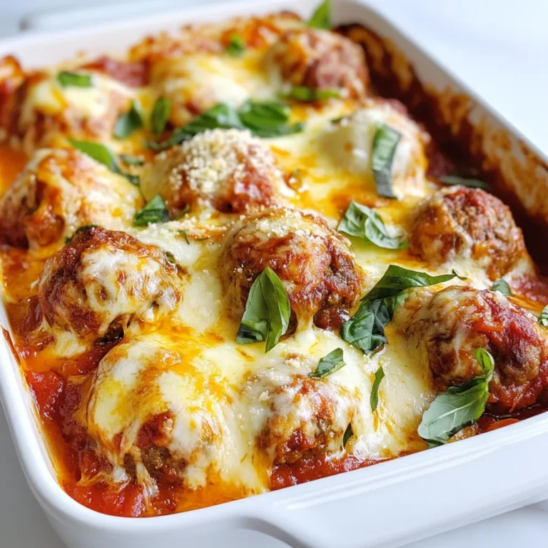 For a tasty Keto Meatball Casserole, gather these simple ingredients: - 1 pound ground beef (or a mix of ground beef and sausage) - 1 cup almond flour - 1 large egg - 2 teaspoons garlic powder - 1 teaspoon onion powder - 1 teaspoon Italian seasoning - Salt and pepper to taste - 2 cups sugar-free marinara sauce - 1 ½ cups shredded mozzarella cheese - ½ cup grated Parmesan cheese - Fresh basil for garnish (optional) These ingredients work well together. The ground beef gives a hearty base, while almond flour keeps it low in carbs. Garlic and onion powder add great flavor. The marinara sauce brings moisture and a nice tomato taste. The cheeses melt beautifully, making this dish rich and creamy. Fresh basil adds a pop of color and freshness. Enjoy gathering these ingredients! {{ingredient_image_1}} First, you need to preheat your oven. Set it to 375°F (190°C). This helps the casserole cook evenly. In a large mixing bowl, combine the ground beef, almond flour, and egg. Add garlic powder, onion powder, Italian seasoning, salt, and pepper. Mix it well with your hands. Then, form small meatballs about 1 inch wide. Heat a skillet over medium heat with a bit of olive oil. Cook the meatballs in batches. Turn them often to brown all sides. This should take about 4-5 minutes for each batch. Once they are browned, place them in a baking dish. Now, pour the marinara sauce over the meatballs. Make sure they are fully covered. Next, sprinkle the shredded mozzarella and grated Parmesan cheese over the top. This will create a cheesy layer. Place the dish in the preheated oven. Bake for 25-30 minutes. Look for the cheese to be bubbly and golden brown. This means it’s ready. When the casserole is done, take it out of the oven. Let it cool for a few minutes. If you like, add fresh basil on top for a nice touch. Now, it’s time to serve and enjoy your hearty meal! To get the best meatballs, use a mix of ground beef and sausage. This blend adds flavor and moisture. Use almond flour instead of breadcrumbs. It keeps the meatballs low-carb and helps bind them. Make sure to mix your ingredients well. Overmixing can make them tough. Form them into 1-inch balls for even cooking. Choose a sugar-free marinara sauce for keto. Look for brands with simple ingredients. Homemade sauce is also an option. Just puree tomatoes, garlic, and herbs for a fresh taste. This will keep your dish healthy and tasty. Mozzarella is classic, but you can try other cheeses. Cheddar adds a sharp flavor. Goat cheese gives a creamy touch. Experiment with different types to find your favorite blend. Always use high-quality cheese for the best results. Ovens can vary, so keep an eye on your casserole. If your oven runs hot, check it a bit earlier. If it runs cool, you may need to bake longer. Look for bubbly cheese and a golden brown top. Use a meat thermometer to check that meatballs reach 165°F. This ensures they are cooked all the way through. Pro Tips Use a Meat Thermometer: To ensure your meatballs are cooked through, use a meat thermometer. They should reach an internal temperature of 160°F (71°C). Experiment with Spices: Don't hesitate to adjust the spices according to your taste. Adding red pepper flakes can give your casserole a nice kick! Cheese Variations: Feel free to mix different cheeses! Adding gouda or cheddar can enhance the flavor profile of your casserole. Make Ahead: You can prepare the meatballs in advance and freeze them. Just thaw and bake when you're ready to enjoy! {{image_2}} You can make a vegetarian version of this dish. Use plant-based ground meat instead of beef. Almond flour works well as a binder. Mix in some chopped mushrooms for a hearty texture. Use your favorite sugar-free marinara sauce. Top it with the same cheeses or try a vegan cheese alternative. This dish is still rich and filling. Adding veggies boosts nutrition and flavor. You can include zucchini, bell peppers, or spinach. Chop them finely and mix them into the meatball mixture. You can also layer them in the casserole. This adds color and crunch. The veggies soak up the marinara sauce, making every bite tasty. If you love spice, add red pepper flakes to the meatball mix. You can also use spicy sausage for more heat. Another option is to add jalapeños to the sauce. This gives the dish a kick. Don't forget to adjust your cheese to balance the spice. This spicy twist makes the casserole exciting and bold. After you make the Keto Meatball Casserole, let it cool down. Cover it with plastic wrap or a tight lid. Store it in the fridge for up to three days. The meatballs and cheese keep well. You can enjoy the flavors even after a few days. To freeze, cool the casserole completely. Use an airtight container or freezer bag. Label it with the date. You can freeze the casserole for up to three months. Thaw it in the fridge overnight before reheating. This way, it stays fresh and tasty. Reheat the casserole in the oven for the best results. Set your oven to 350°F (175°C). Bake for about 20 minutes or until hot. If you’re in a hurry, use the microwave. Heat in short bursts, stirring in between. This keeps the meatballs juicy and the cheese melted. Enjoy every bite! A keto diet is low in carbs and high in fats. It helps your body burn fat for energy. You eat foods like meat, fish, eggs, nuts, and healthy oils. You avoid sugar and most grains. This diet can help with weight loss and improve health. Yes, you can use store-bought meatballs. Just make sure they are keto-friendly. Look for options with low carbs and no added sugars. Check the label to avoid hidden carbs. Store-bought ones save time but might not taste as fresh. You can make this casserole dairy-free by skipping the cheese. Use a dairy-free cheese alternative. Nutritional yeast is a great option to add a cheesy flavor. You can also increase the herbs and spices to keep it flavorful without dairy. This recipe has about 350 calories per serving. It has around 20 grams of protein and 25 grams of fat. Each serving contains about 5 grams of net carbs. Always check the exact values based on your ingredients. This will help you stay on track with your keto goals. Yes, you can add more cheese if you want. Increase the mozzarella or Parmesan for a cheesier taste. Just remember that this will also add more calories and fat. Balance the cheese with your dietary needs for the best results. This blog post covered a tasty keto meatball casserole recipe that anyone can make. We explored the ingredients needed, such as ground beef and almond flour. I gave you step-by-step instructions to build and bake the dish. We also shared tips for perfecting your meatballs and ideas for variations. Lastly, we discussed how to store your casserole leftovers. Remember, cooking should be fun and simple. With these guidelines, you can create a meal that’s both delicious and satisfying. Enjoy your cooking journey!