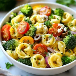 - 12 oz cheese tortellini - 2 cups broccoli florets - 1 cup cherry tomatoes, halved - 1/2 cup red onion, thinly sliced - 1/2 cup Kalamata olives, pitted and sliced - 1/4 cup feta cheese, crumbled - 1/4 cup olive oil - 2 tablespoons lemon juice - 1 teaspoon dried oregano - Salt and pepper to taste - Fresh parsley, chopped (for garnish) Gathering the right ingredients makes the dish shine. First, you need 12 oz of cheese tortellini. This gives the salad a nice, cheesy flavor. Next, grab 2 cups of broccoli florets. They add crunch and color. For sweetness, use 1 cup of cherry tomatoes, halved. Their juicy bites balance the dish. You will also need 1/2 cup of thinly sliced red onion. This adds a sharp taste. Then, add 1/2 cup of Kalamata olives, pitted and sliced. Their briny flavor contrasts well with the other ingredients. Don't forget 1/4 cup of crumbled feta cheese. It brings a creamy texture. Next, you need 1/4 cup of olive oil. This will dress the salad. Use 2 tablespoons of lemon juice for a zesty kick. Add 1 teaspoon of dried oregano for depth. Finally, sprinkle salt and pepper to taste. Fresh parsley, chopped, makes a lovely garnish. Now you have everything ready to make a fresh and flavorful Broccoli Tortellini Salad! {{ingredient_image_1}} To start, fill a large pot with water and add salt. Bring it to a boil. - Add 12 oz of cheese tortellini to the boiling water. - Cook the tortellini until it is al dente, usually around 3-5 minutes. - For the last 2 minutes of cooking, add 2 cups of broccoli florets. - Drain the tortellini and broccoli together. Rinse them under cold water to stop cooking. In a large bowl, combine the cooked tortellini and broccoli. - Add 1 cup of halved cherry tomatoes. - Toss in 1/2 cup of thinly sliced red onion. - Include 1/2 cup of sliced Kalamata olives and 1/4 cup of crumbled feta cheese. Next, prepare the dressing in a separate bowl. Now, pour the dressing over the salad mix. Toss everything gently to combine. Let the salad rest for about 10 minutes. This helps the flavors mix well. Before serving, give it another gentle toss and sprinkle fresh parsley on top. To cook tortellini perfectly, start by boiling salted water. This adds flavor. Follow the package instructions closely. Cook until the tortellini is al dente. This means it should still have a little bite. For the last two minutes, add the broccoli florets to the pot. This helps them cook just right. After draining, always rinse both the tortellini and broccoli under cold water. Rinsing stops the cooking process. It keeps your pasta from getting mushy. When choosing broccoli, fresh is best for flavor and texture. Look for bright green florets. If fresh is not available, frozen works too. Just remember to thaw it before using. For the dressing, use fresh lemon juice for a bright taste. It balances the richness of the feta. Try adding more dried oregano for extra flavor. Taste your dressing before adding it to the salad. This helps you adjust the seasoning to your liking. To make your salad visually appealing, think about garnishing. Fresh parsley adds a pop of color. You can also use lemon wedges on the side. This looks nice and adds more flavor. Serve the salad in a large, shallow bowl. This allows everyone to see the vibrant colors. Arrange the ingredients in a way that shows off their shapes. A well-presented salad makes it more inviting. Remember, we eat with our eyes first! Pro Tips Perfect Pasta: Be sure to cook the tortellini until it is al dente for the best texture in your salad. Chill Out: For an even more refreshing salad, let it chill in the refrigerator for at least 30 minutes before serving. Fresh Flavors: Use fresh lemon juice instead of bottled for a brighter flavor in the dressing. Customize Ingredients: Feel free to add or substitute other vegetables like bell peppers or cucumbers for extra crunch and color. {{image_2}} You can change the cheese tortellini to a different kind. Try using spinach tortellini or whole wheat. These swaps can boost the flavor and add nutrients. If you want to switch the Kalamata olives, use green olives or capers. They bring a different taste, but still work well. For feta cheese, try goat cheese or even a dairy-free option. These changes keep the salad fresh and exciting. If you follow a vegetarian diet, this salad is already a great choice. To make it vegan, just skip the feta cheese or use a vegan cheese alternative. For gluten-free options, look for gluten-free tortellini. Many brands offer tasty choices that fit this need. Always check the label to make sure it meets your dietary needs. You can mix in other seasonal vegetables to change the salad's taste all year. In spring, add peas or asparagus. In summer, bell peppers or zucchini work great. In fall, roasted butternut squash adds sweetness. When it comes to dressings, switch it up! Try a balsamic vinaigrette or a creamy dressing for a new flavor. These variations keep the dish fun and interesting. To keep your Broccoli Tortellini Salad fresh, use an airtight container. Make sure to cool the salad before sealing it. This helps avoid moisture build-up. Store the salad in the refrigerator. It will stay fresh for up to three days. Keep in mind, the longer it sits, the softer the tortellini and broccoli will become. Freezing this salad isn’t ideal, but you can do it. To freeze without losing texture, leave out the tomatoes and feta. These ingredients do not freeze well. Place the tortellini and broccoli mix in a freezer bag. Squeeze out as much air as you can and seal it. To thaw, move the salad to the fridge overnight. Once thawed, mix in fresh tomatoes and feta before serving. You can repurpose leftover salad in fun ways. Use it as a filling for a wrap or sandwich. Add it to a bed of greens for a new salad. If you want to reheat it, do so gently. Use the microwave on low power to warm it up. Always check the temperature to ensure it’s safe to eat. The best way to cook tortellini is in boiling salted water. Bring a large pot to a boil. Add the tortellini and cook it until it's al dente, usually around 3 to 5 minutes. For this salad, add broccoli florets in the last 2 minutes of cooking. This keeps both the tortellini and broccoli tender yet firm. Yes, you can make this salad ahead of time. Prepare the salad and dressing separately. Combine them shortly before serving. This helps keep the tortellini and veggies crisp. You can store the salad in the fridge for up to 2 days. You can serve this salad with grilled chicken or fish for protein. It pairs well with crusty bread or a light soup. For a vegetarian option, serve with roasted veggies or a side of hummus. This recipe yields about 4 servings. It's perfect for a family meal or a small gathering. You can easily double the recipe if you need more. Yes, this salad is great for meal prep. You can make it in advance and store it in containers. Just remember to keep the dressing separate until you're ready to eat. This keeps the salad fresh and tasty throughout the week. This salad combines tasty cheese tortellini, fresh veggies, and tangy dressing. You saw how to cook the tortellini and mix in broccoli, tomatoes, and olives. I shared tips for perfect texture and vibrant presentation. Remember, you can swap ingredients and store leftovers easily. Feel free to get creative with your variations. Enjoy making this quick and healthy dish! It’s simple and great for any meal.