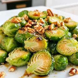- 1 lb (450g) Brussels sprouts, trimmed and halved - 3 tablespoons pure maple syrup - 2 tablespoons olive oil - 1 teaspoon garlic powder - Salt and pepper to taste These ingredients create a sweet and savory mix. The Brussels sprouts bring a nice crunch, while the maple syrup adds rich sweetness. Olive oil helps with cooking and gives a smooth texture. Garlic powder gives a warm, savory depth. Salt and pepper enhance all the flavors. - 1/4 cup pecans, roughly chopped - 1 tablespoon balsamic vinegar (for drizzling) Adding pecans gives a great crunch and nutty flavor. Balsamic vinegar adds a tangy note to balance the sweetness. You can mix and match these to fit your taste. If you don’t have maple syrup, try honey or agave. For olive oil, any light oil works well. Garlic powder can swap with fresh garlic, but adjust the amount. Pecans can be replaced with walnuts or almonds for a different crunch. These swaps keep the dish delicious while making it easy to customize. Start by rinsing 1 pound of Brussels sprouts under cold water. This will clean them well. Trim the ends and cut each sprout in half. This helps them cook evenly. In a large bowl, combine the halved Brussels sprouts with 2 tablespoons of olive oil. Add 3 tablespoons of pure maple syrup, 1 teaspoon of garlic powder, and some salt and pepper. Toss everything together until the sprouts are well coated. This mixture brings out the sweet and savory flavors. Preheat your oven to 425°F (220°C). Spread the Brussels sprouts in a single layer on a baking sheet lined with parchment paper. Roast them in the oven for 20-25 minutes. Stir them halfway through cooking time. This helps them brown evenly. If you want a crunchy texture, add 1/4 cup of chopped pecans for the last 5 minutes of roasting. When they’re golden brown and tender, take them out. Drizzle some balsamic vinegar on top for a tasty finish. Serve warm and enjoy! To get the best roast on your Brussels sprouts, follow these tips: - Cut the sprouts evenly. Halve them to ensure they cook at the same rate. - Use parchment paper. This helps them roast evenly and prevents sticking. - Don't overcrowd the pan. Give them space to get that nice crispy texture. - Check for browning. Look for a golden color, which means they are ready. To boost the taste of your Maple Roasted Brussels Sprouts, try these ideas: - Add garlic. Toss in fresh minced garlic for a bold kick. - Use fresh herbs. Thyme or rosemary can add a fragrant touch. - Mix in spices. A pinch of chili powder or smoked paprika can add a nice depth. - Experiment with nuts. Pecans add crunch, but walnuts or almonds work too. Think about how to serve your delicious Brussels sprouts: - As a side dish. They pair well with roasted chicken or grilled fish. - On salads. Toss them in a salad for a warm, hearty addition. - With grains. Serve over quinoa or rice for a filling meal. - Top with cheese. Feta or goat cheese crumbles can add creaminess. {{image_2}} You can change the flavor and crunch of your dish by adding nuts or seeds. Pecans are great, but you might try walnuts or almonds too. They add a nice texture and taste. If you prefer seeds, sunflower or pumpkin seeds work well. Just add them during the last five minutes of roasting. This keeps them crunchy and fresh. Mixing in other vegetables can make this dish more colorful and tasty. Carrots, sweet potatoes, or even parsnips can join the Brussels sprouts. Cut them into similar sizes for even cooking. This way, you create a fun mix of flavors and textures. You can roast them together with the sprouts for a hearty side dish. You can change the flavor of the Brussels sprouts with different seasonings. Try adding a splash of lemon juice for brightness. A sprinkle of chili flakes can add some heat. You can also swap maple syrup for honey or agave nectar if you like. Experimenting with these flavors can lead to new favorites! After you enjoy your maple roasted Brussels sprouts, you might have some left. Cool them to room temperature first. Then, place them in an airtight container. Store the container in the fridge. They can stay fresh for up to four days. This way, you can enjoy them later! When you want to eat your leftovers, reheating is easy. The best method is using an oven. Preheat your oven to 350°F (175°C). Place the Brussels sprouts on a baking sheet. Heat them for about 10 minutes. This keeps them crispy. You can also use a microwave if you're in a hurry. Just heat them for 1-2 minutes. They may not be as crispy, but they’ll still taste great! If you want to save your maple roasted Brussels sprouts for a long time, freezing works well. First, cool them down completely. Then, spread them on a baking sheet in a single layer. Freeze them for about an hour. Once frozen, transfer them to a freezer-safe bag. Be sure to remove as much air as possible. They can last up to three months in the freezer. When ready to eat, thaw them overnight in the fridge and reheat. Enjoy your tasty dish anytime! Yes, you can make this recipe vegan. Just use maple syrup and olive oil. This dish is already vegan-friendly, as it contains no animal products. You can also skip the pecans if you prefer. You will know the Brussels sprouts are done when they turn golden brown. They should feel tender when you poke them with a fork. This usually takes about 20 to 25 minutes in the oven. Stir them halfway through to ensure even cooking. Maple roasted Brussels sprouts pair well with many dishes. You can serve them with roasted chicken or grilled fish. They also go great with quinoa or rice for a healthy meal. Try adding them to salads for extra crunch and flavor. Maple roasted Brussels sprouts are a simple and tasty dish to make. We explored key ingredients, tips, and storage advice to help you create the best batch. Remember, you can adjust flavors and try different variations to match your taste. Enjoy using leftovers or freezing them for later. These sprouts make a great side for many meals. With these steps, roasting Brussels sprouts becomes easy and fun. Dive into your kitchen and start roasting!