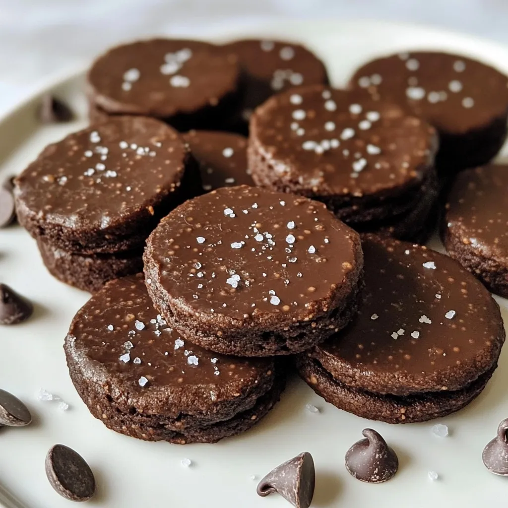 - 1 cup all-purpose flour - 1/2 cup cocoa powder - 1/2 cup granulated sugar - 1/2 teaspoon baking powder - 1/4 teaspoon baking soda - 1/4 teaspoon salt - 1/2 cup unsalted butter, melted - 1/4 cup milk - 1 teaspoon vanilla extract - 1/2 cup chocolate chips - A pinch of sea salt for sprinkling Using high-quality ingredients makes a big difference. I always choose fresh cocoa powder. It boosts the chocolate flavor. Make sure your butter is unsalted. This keeps the taste balanced. Freshly baked goods taste best with fresh ingredients. You can easily swap ingredients based on your needs. If you want gluten-free biscuits, use a gluten-free flour mix. For dairy-free options, try coconut oil or a plant-based milk. If you’re allergic to nuts, ensure your chocolate chips are nut-free. Always check labels for allergens. {{ingredient_image_1}} To make Minute Chocolate Biscuits, first gather all your ingredients. This recipe is quick and easy. It takes only 10 minutes to prep and 15 minutes to bake. Start by preheating your oven to 350°F (175°C). Next, prepare your baking sheet by lining it with parchment paper. This step makes cleanup a breeze. In a large bowl, combine the dry ingredients. Add 1 cup of all-purpose flour, 1/2 cup of cocoa powder, 1/2 cup of granulated sugar, 1/2 teaspoon of baking powder, 1/4 teaspoon of baking soda, and 1/4 teaspoon of salt. Sift these together to blend them well. This helps avoid lumps. In another bowl, mix the wet ingredients. Whisk together 1/2 cup of melted butter, 1/4 cup of milk, and 1 teaspoon of vanilla extract until smooth. Now, pour the wet mixture into the dry ingredients. Stir until a dough forms. Be careful not to overmix; you want it just right. Gently fold in 1/2 cup of chocolate chips. This adds little bursts of chocolate flavor in every bite. When scooping the dough, use a tablespoon. Place the dough on the lined baking sheet, leaving space between each scoop. This allows the biscuits to spread as they bake. Next, flatten each cookie slightly with the back of a spoon. This helps them bake evenly. Don’t forget to sprinkle a tiny pinch of sea salt on top. It enhances the chocolate flavor. Bake the biscuits for 10-12 minutes. The edges should look firm, while the centers can be a bit soft. They will firm up as they cool. After baking, let them sit on the sheet for 5 minutes. This step makes it easier to move them to a wire rack to cool completely. Enjoy your delicious treats! To get the perfect texture for your Minute Chocolate Biscuits, focus on mixing. Combine wet and dry ingredients gently. Overmixing can make them tough. You want a soft, slightly sticky dough. Use a cookie scoop for even portions. This helps them bake evenly. Some common mistakes can ruin your biscuits. First, do not skip the baking powder and baking soda. They help the biscuits rise. Second, measure your ingredients correctly. Too much flour can dry them out. Finally, don’t skip the cooling time. Let them rest on the baking sheet to firm up. These biscuits shine best with a few simple pairings. Serve them warm with a glass of cold milk. A scoop of vanilla ice cream on top makes a fun treat. You can also enjoy them with a cup of coffee or tea. Try adding fresh fruit on the side for a nice contrast. Pro Tips Chill the Dough: For a firmer texture, chill the cookie dough for 30 minutes before baking. This helps the cookies maintain their shape and enhances the flavors. Use Quality Chocolate: Opt for high-quality chocolate chips to elevate the taste of your biscuits. Dark chocolate can add a rich depth to the flavor. Watch the Baking Time: Keep an eye on the cookies while they bake. Ovens can vary, so take them out when the edges are firm but the centers still look soft. Experiment with Add-ins: Feel free to mix in nuts, dried fruits, or even a hint of espresso powder for an added flavor twist in your biscuits! {{image_2}} You can easily change the flavor of your Minute Chocolate Biscuits. For a mint twist, add 1 teaspoon of peppermint extract to the wet mix. This gives a fresh taste that pairs well with chocolate. If you love orange, try adding 1 teaspoon of orange zest to the dough. This adds a bright, citrus kick that many enjoy. If you want a healthier option, use whole wheat flour instead of all-purpose flour. This gives your biscuits more fiber and nutrients. You can also make these biscuits vegan by replacing butter with coconut oil and milk with almond milk. These swaps keep the taste yummy while making them a bit healthier. Feel free to get creative with add-ins. You can mix in nuts like walnuts or almonds for a crunch. Dried fruit like cherries or cranberries can add a sweet and chewy texture. For toppings, consider drizzling melted dark chocolate on top after baking. You can also sprinkle some sea salt or cocoa nibs for added flavor. To keep your Minute Chocolate Biscuits fresh, store them in an airtight container. This helps prevent them from getting dry or stale. If you have leftover biscuits, let them cool completely first. Place parchment paper between layers to avoid sticking. Store them at room temperature for up to a week. If you want them to last longer, consider freezing them. Freezing biscuits is easy and effective. First, let the cookies cool down. Then, place them in a single layer on a baking sheet. Freeze them for about an hour. Once they are frozen, transfer them to a freezer bag. Remove as much air as you can. Label the bag with the date, and use within three months for the best taste. To enjoy your biscuits warm, preheat your oven to 350°F (175°C). Place the biscuits on a baking sheet. Heat them for about 5-7 minutes. This restores their soft texture and melts any chocolate chips. If you prefer, you can microwave them for 10-15 seconds. Enjoy them warm with a glass of milk! Minute Chocolate Biscuits stay fresh for about one week. Store them in an airtight container. This keeps them soft and tasty. If you want them to last longer, put them in the fridge. You can also freeze them for up to three months. Just make sure to wrap them well to prevent freezer burn. Yes, you can use different flours. Whole wheat flour adds a nutty flavor. Almond flour makes them gluten-free but changes the texture. Oat flour can work too, giving a chewy bite. Just be aware that using alternative flours may need slight adjustments in liquid. Always watch the dough's consistency. If you want to swap chocolate chips, try nuts or dried fruit. Chopped walnuts or pecans add crunch. Raisins or cranberries give a sweet twist. You can also use peanut butter chips or white chocolate. Each choice brings a new flavor to your biscuits. Enjoy mixing it up! Making Minute Chocolate Biscuits is fun and easy. We covered all the key points, from ingredients to storage tips. Remember to focus on the quality of your ingredients for best taste. Use the tips on texture and avoid common mistakes for perfect biscuits. Feel free to get creative with flavors and healthy swaps. With the right storage, these biscuits can last. I hope you enjoy baking and sharing these tasty treats!