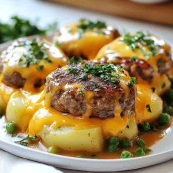 - 1 lb ground beef - 4 cups baby potatoes, halved - 1 cup mixed frozen vegetables (peas and carrots) - 2 tablespoons Worcestershire sauce - 1 cup breadcrumbs - 1 large egg - 1 cup shredded cheddar cheese - Fresh parsley, chopped for garnish Amish Hamburger Steak Bake is a warm and filling dish. It uses simple and fresh ingredients that make it hearty. Ground beef forms the base of this meal. Baby potatoes add a nice texture and flavor. Mixed frozen vegetables bring color and nutrients to your plate. Worcestershire sauce gives a savory depth to the meat. Breadcrumbs help bind the mix, while the egg keeps it all together. You can add spices like garlic powder and onion powder for extra taste. For a tasty finish, shredded cheddar cheese melts over the top. Fresh parsley adds a pop of color and freshness when you serve it. This dish is not just about the taste; it also looks appealing on the table. {{ingredient_image_1}} 1. First, preheat your oven to 375°F (190°C). This step is key for even cooking. 2. In a large bowl, combine the ground beef, chopped onion, breadcrumbs, egg, Worcestershire sauce, garlic powder, onion powder, salt, and pepper. Mix until everything is well blended. This mixture forms the heart of your dish. 3. Shape the mixture into four large patties. Make sure they are even in size for even cooking. 1. In a large oven-safe skillet or casserole dish, arrange the halved baby potatoes. Lay them on the bottom to soak up the flavors. 2. Place the hamburger steaks on top of the potatoes. This way, the juices from the beef will flavor the potatoes. 3. Pour the beef broth around the potatoes and steaks. Make sure it surrounds all the ingredients. This adds moisture and taste. 4. Sprinkle the mixed frozen vegetables over the dish. Finally, top with shredded cheddar cheese for a melty finish. 1. Cover the dish tightly with aluminum foil. This keeps the moisture in while baking. 2. Bake in the preheated oven for 30 minutes. This helps to cook the patties and potatoes evenly. 3. After 30 minutes, remove the foil and bake for an additional 15-20 minutes. This step will give your dish a nice golden finish. 4. Once done, take it out of the oven. Let it sit for a few minutes before serving. This resting time allows the flavors to settle. 5. Garnish with chopped parsley for a fresh touch. It adds color and a bit of flavor. - Adding spices: You can make your Amish Hamburger Steak Bake even better with spices. Try adding paprika or cayenne pepper for a kick. A little extra garlic powder can also boost the flavor. Start with a pinch and adjust to your taste. - Using fresh herbs: Fresh herbs can change this dish. Adding chopped parsley or thyme gives it a fresh taste. Mix them in with the beef or sprinkle on top before serving for color and flavor. - How to achieve perfect patties: Start with cold ground beef. Mix the ingredients gently. Overworking the beef makes tough patties. Form them into even shapes for even cooking. Make a small dent in the center of each patty to help them cook evenly. - Best baking practices: Use an oven-safe skillet or casserole dish. This makes cleanup easy. Cover tightly with foil to trap steam. This helps the beef stay moist. Remove the foil for the last 15 to 20 minutes to brown the cheese. - What to serve with Amish Hamburger Steak Bake: This dish pairs well with simple sides. Serve it with a green salad or steamed broccoli. The fresh veggies balance the richness of the bake. - Pairing recommendations: For drinks, try a light red wine or iced tea. Both refresh your palate and complement the flavors. If you want dessert, a slice of apple pie makes a great finish. Pro Tips Use Fresh Ingredients: Always opt for fresh vegetables and high-quality beef for the best flavor and texture. Customize Your Vegetables: Feel free to swap out the mixed frozen vegetables with your favorites, like bell peppers or green beans. Rest Before Serving: Allow the dish to sit for a few minutes after baking; this helps the juices redistribute in the patties. Cheese Variations: Experiment with different types of cheese such as mozzarella or pepper jack for a unique twist. {{image_2}} You can change the meat in this recipe. Try ground turkey or chicken for a leaner option. You can also use ground pork for a tasty twist. If you want a vegetarian version, use lentils or black beans instead of meat. These options keep the dish hearty and satisfying. If you prefer a slow cooker, this recipe works well. Just mix the ingredients as usual. Then, place everything in the slow cooker. Cook on low for 6-8 hours or high for 3-4 hours. This method makes the flavors meld nicely. For those with an Instant Pot, you can also adapt this recipe. Brown the patties in the pot first. Then, add the potatoes and broth. Seal the lid and cook on high pressure for 10 minutes. Quick-release the steam and enjoy a faster meal. To complete your Amish Hamburger Steak Bake, pair it with some great sides. Creamy mashed potatoes or fluffy rice work well. You can also serve it with some steamed green beans or corn for a colorful plate. A fresh salad adds a nice crunch. Try a simple garden salad with lettuce, tomatoes, and cucumbers. For bread, serve warm dinner rolls or crusty bread to soak up the tasty sauce. These sides make your meal more filling and balanced. To keep leftovers fresh, cool the dish to room temperature first. Then, place it in an airtight container. Glass or plastic containers work well. Make sure to seal it tightly to prevent air from getting in. This helps keep the flavor and moisture intact. For the best reheating, use an oven. Preheat it to 350°F (175°C). Place the dish in the oven for about 20 minutes. This warms it evenly. If you want to use a microwave, cover the dish with a damp paper towel. This helps avoid sogginess. Heat it in short bursts, stirring in between. You can freeze this meal either before or after cooking. If freezing before cooking, wrap it tightly in plastic wrap and foil. This keeps it fresh for up to three months. When ready to cook, thaw it in the fridge overnight before baking. If you freeze it after cooking, store it in an airtight container. It will last for about two to three months. When reheating from frozen, give it extra time in the oven. A 350°F (175°C) oven for 40-50 minutes works well. Amish Hamburger Steak Bake is a warm and filling dish. It features seasoned ground beef patties placed over tender baby potatoes. You cook it all together with savory beef broth and mixed vegetables. This dish is easy to make and perfect for family dinners. It brings comfort to your table with its rich flavors and simple ingredients. To make this dish gluten-free, swap the regular breadcrumbs for gluten-free ones. You can also use crushed gluten-free crackers if you prefer. Check the Worcestershire sauce label to find a gluten-free version. These small changes allow you to enjoy this tasty meal without worry. Yes, you can use fresh vegetables! Fresh peas and carrots work great in this recipe. Chop them into small pieces so they cook evenly. You can also add fresh green beans or corn for extra flavor. Using fresh veggies can enhance the taste and texture of your dish. In this post, we explored how to make Amish Hamburger Steak Bake. We covered main ingredients like ground beef and baby potatoes, along with steps for preparation and baking. I shared tips to enhance flavor and adjust cooking methods, plus ideas for serving and storing leftovers. To create your own twist, try different meats or fresh veggies. This dish is simple and fun, making it perfect for any meal. Enjoy sharing this comfort food with family and friends.