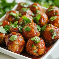 For Grandma’s Crockpot Cranberry Meatballs, you will need: - 1 pound ground beef (or ground turkey) - 1/2 cup breadcrumbs - 1/4 cup finely chopped onion - 2 cloves garlic, minced - 1 large egg - 1 teaspoon salt - 1/2 teaspoon black pepper - 1/4 teaspoon dried thyme - 1/4 cup fresh parsley, chopped - 1 cup cranberry sauce (homemade or store-bought) - 1/2 cup barbecue sauce (your favorite brand) - Optional: fresh cilantro leaves for garnish You can easily swap out some ingredients for your needs: - Ground beef can become ground turkey or even ground chicken. - Breadcrumbs can switch to crushed crackers or oat flour for a gluten-free option. - Instead of fresh parsley, you can use dried parsley or even basil. - If you don’t have cranberry sauce, you can use any fruit-based sauce, like apple or cherry. - Any barbecue sauce you love works well; try different flavors for fun! Add some flair to your dish with these garnishes: - Fresh cilantro leaves give a nice pop of color and flavor. - Chopped green onions can add a fresh touch. - A sprinkle of sesame seeds can enhance visual appeal. - Sliced jalapeños can add a spicy kick for those who like heat. These simple tweaks can make the dish feel unique while keeping it close to Grandma’s original recipe. {{ingredient_image_1}} Start by gathering all your ingredients. In a large bowl, mix 1 pound of ground beef or turkey with 1/2 cup of breadcrumbs. Add 1/4 cup of finely chopped onion and 2 cloves of minced garlic. Crack in 1 large egg, then sprinkle in 1 teaspoon of salt, 1/2 teaspoon of black pepper, and 1/4 teaspoon of dried thyme. Finally, stir in 1/4 cup of chopped fresh parsley. Mix the ingredients until just combined. Be careful not to overwork the meat. This keeps the meatballs tender. Next, roll the meat mixture into small meatballs. Aim for about 1 inch in diameter. Arrange them on a baking sheet. In another bowl, combine 1 cup of cranberry sauce with 1/2 cup of your favorite barbecue sauce. Pour this sauce over the meatballs in the crockpot. Make sure they are well coated. Cover the crockpot and set it to cook on low for 6-7 hours or on high for 3-4 hours. The meatballs will be tender and flavorful when done. When the cooking time is up, gently stir the meatballs in the sauce to coat them fully. For a nice presentation, serve the meatballs on a platter. Drizzle extra sauce from the crockpot over them. Add fresh cilantro leaves for a pop of color. These meatballs are great with toothpicks for easy serving. Enjoy them at parties or around the family table! To get the best meatball texture, I suggest using 80/20 ground beef. This gives a nice balance of fat and meat. If you prefer, ground turkey works well too. Use fresh breadcrumbs instead of dry ones. They add moisture, helping the meatballs stay soft. Mix the ingredients gently. Overmixing can lead to tough meatballs. Shape them into small balls, about 1 inch wide. This size cooks evenly and stays tender. One big mistake is not measuring your ingredients. Too much salt can ruin the flavor. Avoid adding too much breadcrumbs, which can make the meatballs dry. Don’t skip the egg; it binds the mixture well. Another common error is cooking on high heat. Low and slow is key for tender meatballs. Finally, don’t forget to coat the meatballs well in sauce before cooking. This keeps them moist and flavorful. Herbs and spices can take your meatballs to the next level. I love adding fresh parsley for a bright taste. Dried thyme adds depth to the flavor too. Try adding garlic powder for an extra kick. For a spicy twist, add a pinch of red pepper flakes. You can also mix in fresh cilantro for a fresh note. Experiment with your favorite herbs to find the perfect blend. These additions make the dish unique and delicious. Pro Tips Use Fresh Ingredients: Fresh herbs and spices can elevate the flavor of your meatballs. Opt for fresh parsley instead of dried for a brighter taste. Adjust Sauce to Taste: Feel free to modify the ratio of cranberry to barbecue sauce according to your preference for sweetness or tanginess. Make Ahead: These meatballs can be prepared a day in advance. Simply refrigerate them before cooking and allow extra time for them to reach room temperature before placing them in the crockpot. Perfectly Cooked Meatballs: For even cooking, make sure the meatballs are uniform in size. This ensures they all cook at the same rate. {{image_2}} You can change the sauce to mix things up. Instead of cranberry and barbecue, try sweet and sour sauce. It adds a tangy flavor. A teriyaki sauce gives a nice Asian twist. For a spicy kick, use a chipotle sauce. Each sauce gives the meatballs a new taste. While the recipe calls for ground beef or turkey, you can try other meats. Ground pork adds a rich flavor. Chicken is a lighter option. You can even mix meats for a unique taste. Just keep the measurements the same for the best results. For a plant-based twist, use lentils or chickpeas. You can mash them and mix with breadcrumbs and spices. Or, try store-bought plant-based meat. Many brands offer tasty options. Adjust the cooking time as needed. These swaps make the dish friendly for everyone. After your meal, let the leftover meatballs cool. Place them in an airtight container. If you have extra sauce, add it to keep the meatballs moist. Store the container in the fridge. They will stay fresh for about three days. Always label the container with the date. This way, you won't forget when you made them! To reheat the meatballs, you have a few options. You can use the microwave for quick heating. Place the meatballs on a microwave-safe plate. Heat them for about one to two minutes. Stir halfway to ensure even heating. If you prefer, you can reheat them on the stove. Just add a splash of water to keep them juicy. Heat them over medium heat, stirring often, until warm. If you want to save the meatballs for later, freezing is a great option. Start by letting them cool completely. Arrange the meatballs in a single layer on a baking sheet. Freeze them for a couple of hours until solid. Then, transfer them to a freezer bag. Remove as much air as possible before sealing. Label the bag with the date. The meatballs will last up to three months in the freezer. When you're ready to eat, thaw them in the fridge overnight before reheating. Yes, you can make these meatballs ahead of time. After you mix the meatball ingredients, you can roll them into balls and place them in the fridge. This way, they will stay fresh for up to a day. You can also freeze them for later. Just make sure to thaw them before you cook them in the crockpot. The meatballs are done when they reach an internal temperature of 165°F. You can use a meat thermometer to check this. If you don't have one, you can cut one meatball open. It should be brown inside, with no pink color. The sauce should be bubbling, which means they are ready to eat. These meatballs go well with many sides. You can serve them with rice or mashed potatoes. They also pair nicely with a fresh salad or roasted veggies. If you want a fun twist, serve them in a sandwich or on toothpicks for easy eating at parties. This blog post covered all you need for delicious meatballs. We looked at ingredients, cooking steps, and types of meat to use. Every tip and trick will help you make perfect meatballs. I also shared storage tips and common questions people have. Try these ideas to make your next meal special. With a few tweaks, you can create a dish everyone will love. Enjoy your cooking journey and remember, practice mixes skill with flavor!