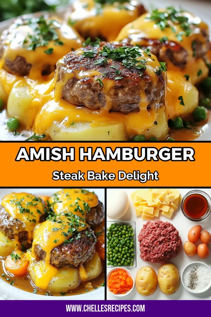 Discover the ultimate comfort food with this Amish hamburger steak recipe! This cheesy hamburger steak bake is a hearty beef and potato bake that promises to be your go-to for an easy weeknight dinner. Packed with flavor and topped with gooey cheddar, it's sure to please the whole family. Don't wait, try this delicious comfort food casserole today! Save this recipe for later! #AmishRecipe #ComfortFood #Casserole #WeeknightDinner