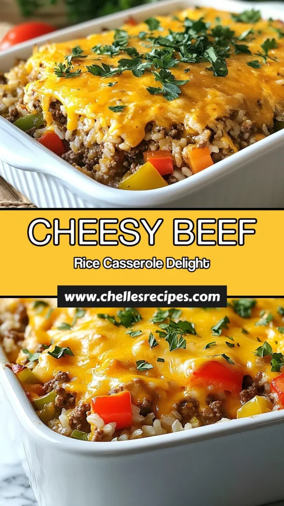 Discover the ultimate comfort food with this easy beef and rice casserole! This cheesy ground beef casserole combines savory ground beef, fluffy rice, and melted cheddar for a delicious baked beef and rice dish. Perfect for busy weeknights, this cheesy rice casserole with beef is a family favorite. Save this ground beef rice recipe for a satisfying meal that everyone will love! Try it today! #GroundBeefCasserole #BeefAndRice #CasseroleRecipes #EasyDinnerIdeas