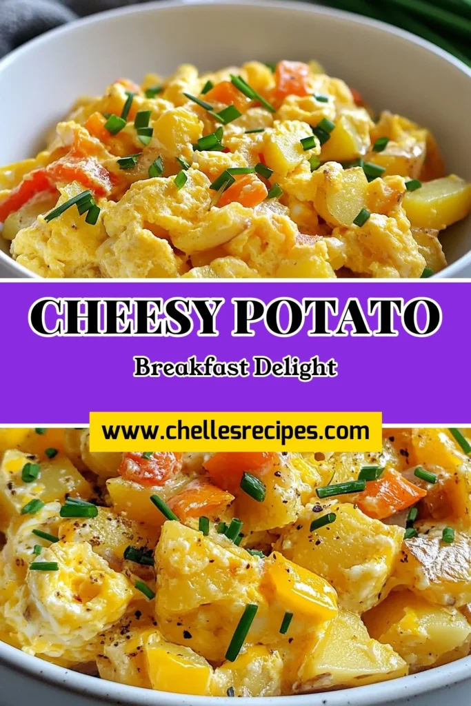 Indulge in a delicious Cheesy Potato Egg Scramble that's perfect for any breakfast! This easy potato egg dish features tender potatoes, flavorful veggies, and melted cheddar cheese for a satisfying vegetarian breakfast scramble. In just 30 minutes, you can whip up this quick egg and potato recipe that serves four. Make your mornings delightful and save this Cheddar Cheese Breakfast Recipe now! #BreakfastIdeas #VegetarianRecipe #CheesyPotatoEggScramble #EasyRecipes