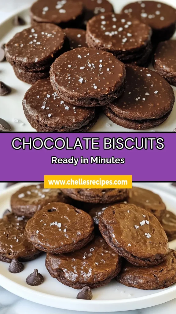 Indulge in these minute chocolate biscuits that are the perfect quick chocolate dessert for any occasion! This easy chocolate cookie recipe delivers soft, homemade chocolate cookies packed with chocolate chip biscuits goodness. In just 25 minutes, you can delight your family or guests with these irresistible treats. Don’t miss out—try this recipe now and satisfy your sweet cravings! #ChocolateDessert #EasyBaking #ChocolateCookies #YummySnacks