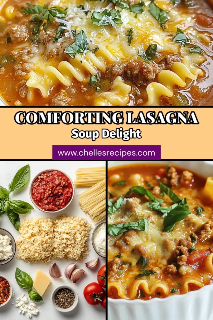 Warm up with this delicious lasagna soup recipe perfect for cozy nights! This easy lasagna soup combines ground beef, hearty vegetables, and classic Italian flavors in a comforting bowl. Ideal for chilly evenings, this cozy soup recipe is rich, creamy, and perfect for sharing. Try this Italian soup recipe today and make your dinner special. Don’t forget to save this easy lasagna soup recipe for later! #LasagnaSoup #CozySoupRecipes #ItalianSoupRecipe #EasyLasagnaSoup