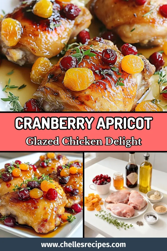 Discover the perfect weeknight meal with this delicious cranberry apricot chicken recipe! This sweet and savory chicken thighs dish combines tender baked chicken with cranberries and flavorful apricots. With an easy honey balsamic chicken marinade, dinner prep has never been simpler. Make your evenings hassle-free and delightful with this easy chicken dinner recipe! Save it for your next dinner! #ChickenRecipe #EasyDinner #CranberryApricotChicken #QuickMeals