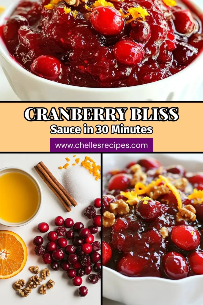 Discover the ultimate cranberry bliss sauce with this orange cranberry sauce recipe that's perfect for your festive gatherings! This homemade cranberry sauce combines fresh cranberries, orange juice, and warm spices for a deliciously spiced cranberry sauce that everyone will love. Elevate your holiday menu with these delightful festive cranberry recipes. Click to save this easy recipe and impress your guests! #CranberrySauce #HolidayRecipes #Thanksgiving #CranberryBliss