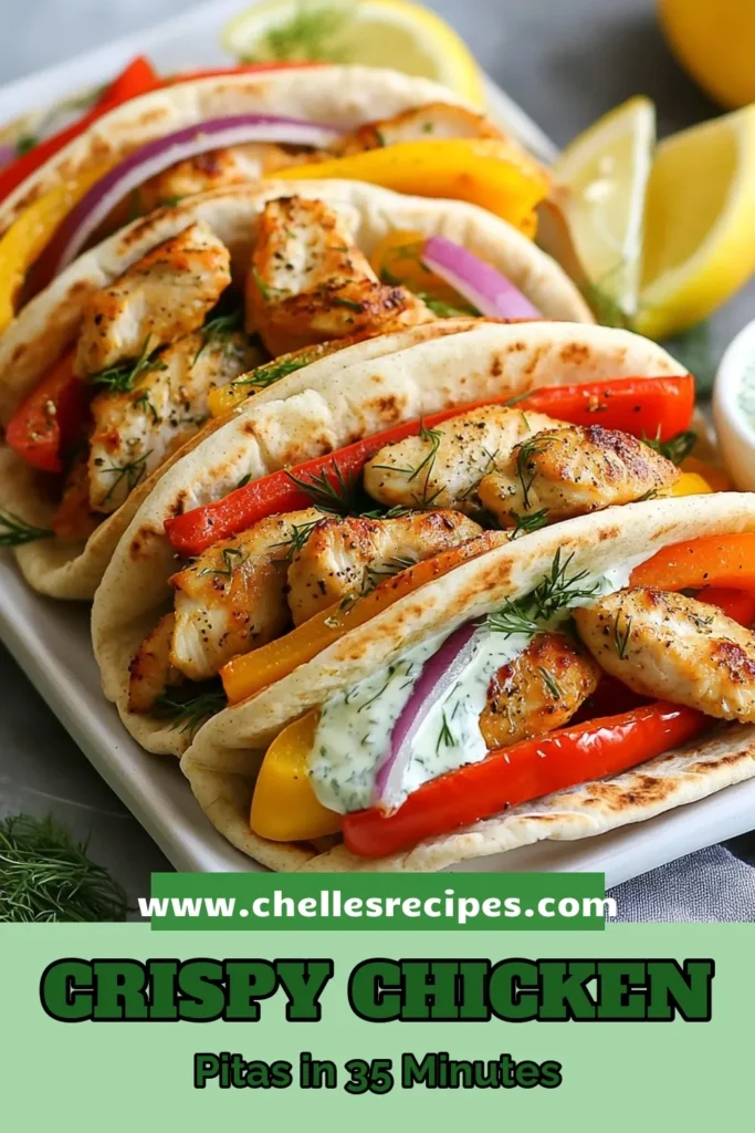 Discover the ultimate crispy chicken pitas with our easy sheet pan chicken recipe! This healthy chicken dinner features perfectly seasoned diced chicken, colorful veggies, and a delicious herby ranch sauce made with Greek yogurt. Perfect for busy weeknights, this easy chicken pita recipe is both satisfying and nutritious. Give it a try and elevate your dinner game today! Save this recipe for later! #CrispyChickenPitas #HealthyDinner #SheetPanRecipe #EasyChickenDinner
