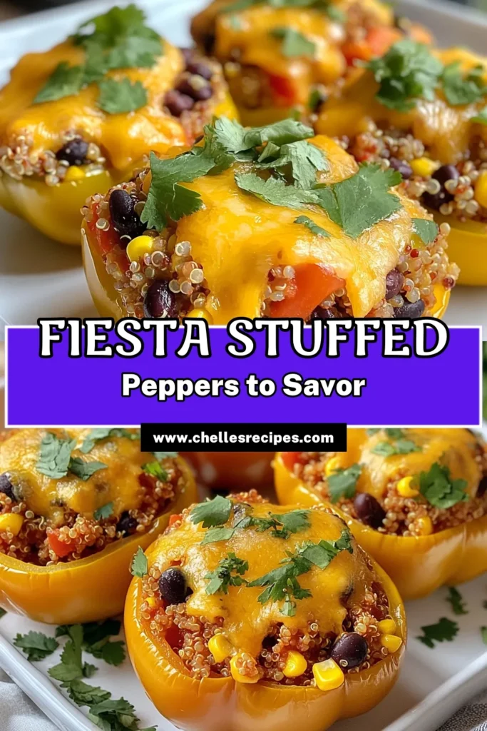 Discover the ultimate stuffed bell peppers recipe that's both delicious and healthy! These quinoa stuffed peppers are a delightful vegetarian option, packed with black beans, corn, and spices. Perfect for a family meal or a fiesta night, these healthy stuffed peppers will impress everyone at the table. Enjoy the flavors and make these fiesta stuffed peppers tonight! Save this recipe for later! #StuffedPeppers #HealthyRecipes #VegetarianMeals #QuinoaIdeas