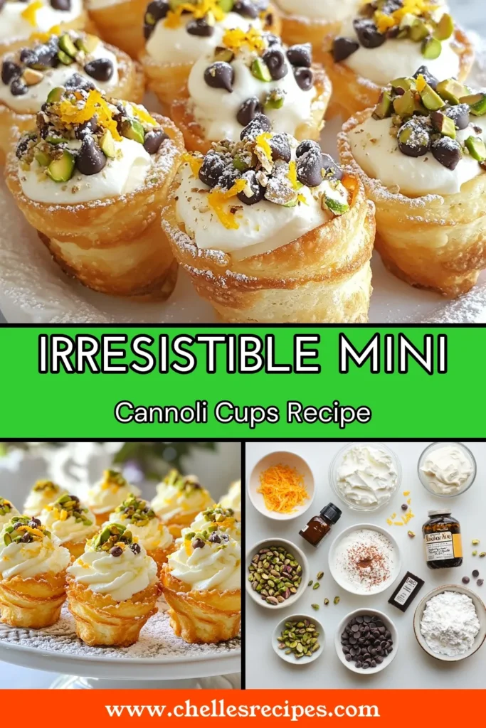 Indulge in these delightful mini cannoli cups, the perfect ricotta mascarpone dessert for any occasion! This easy cannoli recipe features a creamy filling made with ricotta, mascarpone, and a hint of orange zest, all nestled in crispy phyllo cup desserts. No-bake and ready in just 45 minutes, these treats are sure to impress. Try this recipe today and enjoy a sweet bite of heaven! #MiniCannoliCups #EasyCannoliRecipe #NoBakeDessert #PhylloCupDesserts