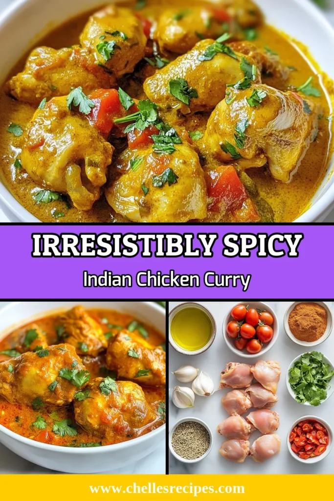 Discover the rich flavors of this Spicy Indian Chicken Curry that’s both easy and authentic! This Indian chicken curry recipe features tender chicken thighs simmered in a creamy coconut milk curry that bursts with spices. Perfect for a cozy family dinner, this dish will impress everyone at your table. Cook up this delicious treat tonight! Save this recipe for your next culinary adventure! #IndianChickenCurry #SpicyIndianCurry #CoconutMilkCurry #EasyChickenCurry