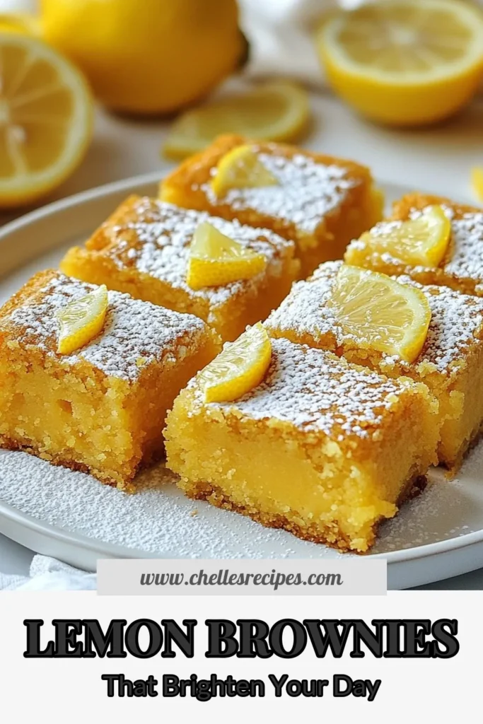Indulge in these Bright Lemon Brownies with this easy lemon brownies recipe! Perfect for any occasion, these homemade lemon desserts feature a zesty burst of flavor thanks to fresh lemon juice and lemon zest brownies. With just a few simple ingredients, you'll have a delightful easy lemon dessert that everyone will love. Don't miss out on this delicious treat! Click to discover the recipe today! #LemonBrownies #EasyDesserts #Baking #HomemadeTreats
