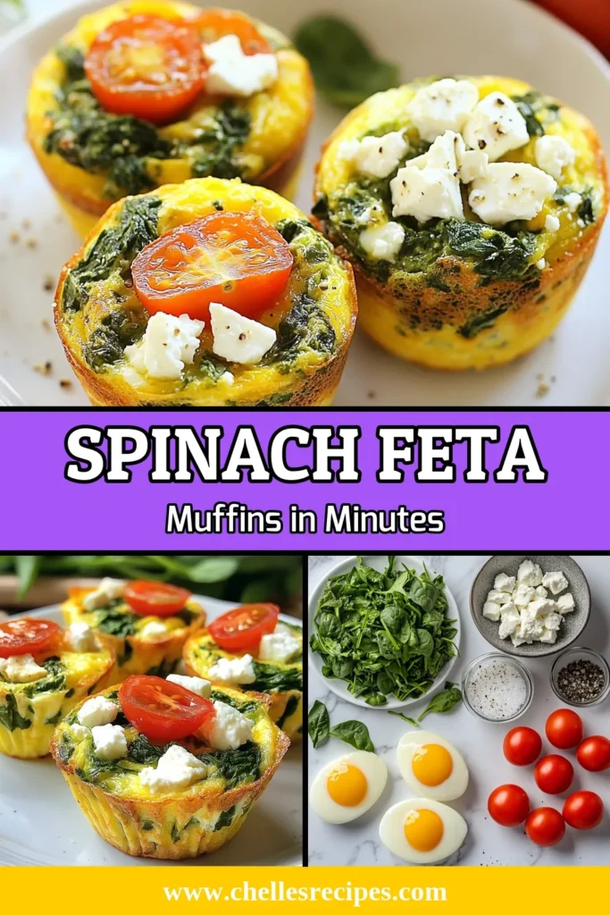 Start your day with these delicious Spinach Feta Egg Muffins! This easy Egg Muffin Recipe combines fresh spinach, crumbled feta, and cherry tomatoes for a nutritious, Healthy Breakfast Muffins choice. Perfect for meal prep, these Spinach Feta Recipe muffins are great for on-the-go mornings. Make a batch today for a wholesome start! Save and share this recipe for Meal Prep Egg Muffins! #HealthyBreakfast #EggMuffins #MealPrep #SpinachFetaRecipe
