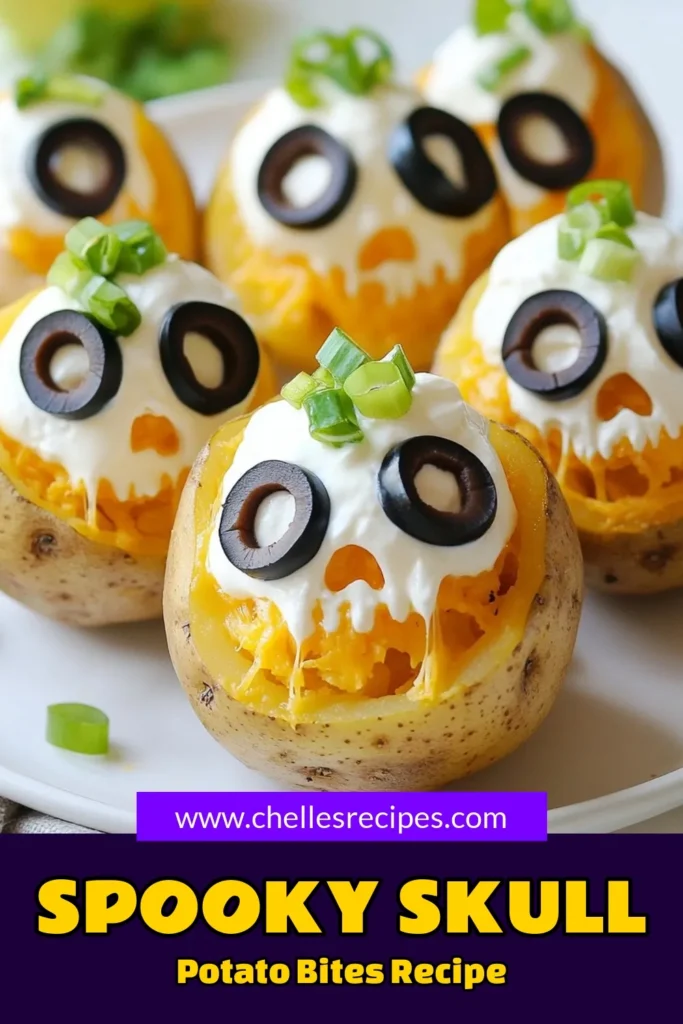 Get ready to impress your guests with these delightful Halloween Skull Potato Bites! This skull potato recipe transforms classic cheddar cheese potato skins into a spooky appetizer for Halloween that's sure to be a hit. Perfect for festive Halloween snacks, they’re fun to make and irresistible to eat. Follow our easy steps for a deliciously creepy twist on potato bites. Save this recipe for your Halloween party! #HalloweenPotatoBites #SpookyAppetizer #FestiveSnacks #SkullPotatoRecipe