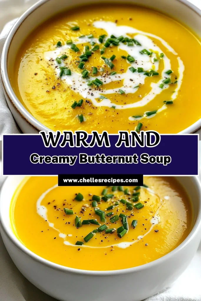 Warm up your autumn with this delicious butternut squash soup! This creamy vegetable soup, made with coconut milk, is perfect for those cozy fall days. This vegan fall soup recipe combines the rich flavors of butternut squash, carrots, and apples for a comforting dish. Don’t miss out on this coconut milk soup that's sure to be a hit! Save for later and bring warmth to your table! #ButternutSquashSoup #VeganRecipes #AutumnComfortFood #HealthySoups