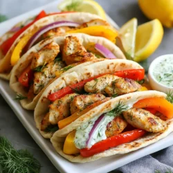 - 2 large chicken breasts, diced - 1 red bell pepper, sliced - 1 yellow bell pepper, sliced - 1 red onion, sliced - 1 teaspoon garlic powder - 1 teaspoon paprika - 1 teaspoon cumin - 1 tablespoon olive oil - Salt and pepper to taste - 1 cup Greek yogurt - 2 tablespoons mayonnaise - 1 tablespoon fresh dill, chopped - 1 tablespoon fresh parsley, chopped - 1 teaspoon lemon juice - 1 garlic clove, minced In this dish, the chicken is the star. I use two large chicken breasts, diced to cook evenly. The bright colors of red and yellow bell peppers add crunch and sweetness. Sliced red onion brings a mild zing that balances the flavors. For seasoning, I keep it simple yet tasty. Garlic powder, paprika, and cumin add depth. Olive oil helps the spices stick and gives a nice golden color when baked. Don’t forget salt and pepper; they enhance all the flavors. The herby ranch sauce is a game-changer. I mix Greek yogurt and mayonnaise for a creamy base. Fresh dill and parsley add a garden-fresh taste. A splash of lemon juice brightens it all up. Minced garlic adds an extra kick. This sauce ties everything together and makes each bite a delight. {{ingredient_image_1}} 1. Preheat your oven to 400°F (200°C). This helps cook the chicken and veggies evenly. 2. In a large bowl, combine the diced chicken, garlic powder, paprika, cumin, olive oil, salt, and pepper. Toss until the chicken gets a nice, even coating. 1. Spread the seasoned chicken on one half of the sheet pan. 2. On the other half, arrange the sliced red and yellow bell peppers and red onion. Drizzle a bit of olive oil over the veggies and season with salt and pepper. 3. Bake in the preheated oven for about 20-25 minutes. The chicken should be fully cooked, and the veggies should be tender and slightly caramelized. 1. While the chicken and veggies bake, prepare the herby ranch sauce. 2. In a medium bowl, mix Greek yogurt, mayonnaise, dill, parsley, lemon juice, garlic, salt, and pepper. This sauce adds a fresh, zesty touch to your pitas. 3. Mix well and set aside until your chicken and veggies are ready. - Ensure chicken is cooked through: Use a meat thermometer to check for 165°F (74°C). This ensures the chicken is safe to eat. If you don’t have a thermometer, cut into a piece. The meat should be white, not pink. - Achieving perfect roasted vegetables: Cut the veggies into even pieces. This helps them cook at the same rate. Toss them in olive oil and season with salt and pepper before roasting. This brings out their natural sweetness. - Presentation tips for serving pitas: Serve the pitas on a large platter. You can garnish them with fresh herbs and lemon wedges. This makes the dish look fresh and vibrant. - Suggested sides to pair with the dish: Pair with a light salad or some crunchy carrot sticks. A side of hummus adds a nice touch, too! - Additional spices or herbs to try: Experiment with smoked paprika for a deeper flavor. You could also add chili flakes for a little heat. Fresh basil or cilantro are great herbs to mix in for extra freshness. Pro Tips Use Fresh Herbs: Fresh herbs like dill and parsley not only enhance flavor but also add a vibrant look to your dish. Marinate Chicken: For even more flavor, marinate the chicken in the spices and olive oil for at least 30 minutes before cooking. Customize Your Veggies: Feel free to swap in your favorite vegetables, such as zucchini or cherry tomatoes, for a personalized touch. Serve Warm: Enjoy the pitas warm for the best texture and taste, and consider wrapping them in a clean kitchen towel to keep them warm until serving. {{image_2}} You can switch the chicken for turkey. Turkey still gives you that juicy flavor. It's a great choice for a leaner meal. If you prefer plant-based options, try tofu. Tofu absorbs flavors well. Just press it to remove extra water. Then, season and cook it the same way as chicken. Feel free to mix in other veggies. Zucchini and asparagus work great. You can also use broccoli or carrots for a crunch. Just remember to cut them into similar sizes. This way, they cook evenly. A colorful mix makes your pitas look even more appealing. Want to change up the sauce? Try ranch dressing with a twist. Add some hot sauce for heat or swap Greek yogurt for sour cream. You can also mix in avocado for a creamy touch. Each of these options adds a new layer of flavor to your pitas. Don't be afraid to experiment! To store your leftover chicken pitas, place them in an airtight container. Keep them in the fridge. They will stay fresh for about three days. If you want to keep the herby ranch sauce separate, store it in a small jar. This way, the pita bread won't get soggy. If you want to save chicken pitas for later, you can freeze them. First, let the chicken and veggies cool completely. Then, wrap each filled pita in plastic wrap. Place them in a freezer bag or container. They can last up to three months in the freezer. Just remember to label the bag with the date. When it’s time to eat your pitas again, reheat them carefully. The best method is to use an oven or toaster oven. Preheat it to 350°F (175°C). Remove the pitas from the plastic wrap and place them on a baking sheet. Heat for about 10 minutes or until warm. This keeps the pitas soft and the filling moist. Avoid using a microwave, as it can make the bread tough. Enjoy your tasty leftovers! Can I make this recipe ahead of time? Yes, you can make the chicken and veggies a day before. Store them in the fridge. When ready to eat, just reheat and fill the pitas. This saves time and keeps your meal fresh. What should I serve with sheet pan chicken pitas? These pitas pair well with a green salad or some crunchy veggies. You can also add some sweet potato fries for a fun twist. A light dip or hummus works great too! What can I use instead of Greek yogurt? If you don’t have Greek yogurt, try sour cream or a dairy-free yogurt. You can also mix plain yogurt with a little lemon juice. This keeps the sauce creamy and tangy. How do I know when the chicken is fully cooked? To check if the chicken is done, cut a piece in half. The meat should be white and the juices should run clear. You can also use a meat thermometer to check for 165°F (75°C). This ensures your chicken is safe to eat. This recipe shows you how to create tasty sheet pan chicken pitas. We covered the key ingredients, fun tips, and easy steps to make it. You learned to mix a herby ranch sauce and how to store leftovers. I hope you feel ready to try this dish. Feel free to make it your own with different proteins or veggies. Enjoy the cooking adventure and share it with friends!