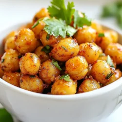 - Chickpeas: You need 2 cans of chickpeas, which are about 15 ounces each. Drain and rinse them well. This helps remove extra sodium and makes them taste fresh. - Harissa Paste and Spices: The star of this recipe is 3 tablespoons of harissa paste. Harissa is a North African chili paste that adds warmth and depth. You will also use: - 1 teaspoon of ground cumin for earthiness. - 1 teaspoon of smoked paprika for a hint of smokiness. - 1/2 teaspoon of garlic powder for flavor. - 1/2 teaspoon of onion powder for sweetness. - Salt and Pepper: Add salt and pepper to taste. This step enhances all the flavors. - Olive Oil: Use 2 tablespoons of olive oil. It helps the chickpeas roast nicely and adds richness. - Lemon Juice: Squeeze the juice of 1 lemon into the mix. It adds brightness and balances the spices. - Garnishes: For a fresh touch, use chopped cilantro or parsley. This adds color and a burst of fresh flavor. {{ingredient_image_1}} 1. Preheating the oven: Start by preheating your oven to 400°F (200°C). This ensures your chickpeas get crispy. 2. Mixing the chickpeas with spices: In a large bowl, mix 2 cans of drained and rinsed chickpeas. Add 3 tablespoons of harissa paste, 2 tablespoons of olive oil, 1 teaspoon of ground cumin, 1 teaspoon of smoked paprika, 1/2 teaspoon of garlic powder, and 1/2 teaspoon of onion powder. 3. Roasting instructions: Season the mix with salt and pepper. Squeeze the juice of 1 lemon into the bowl. Toss everything well, so the chickpeas are coated in the spices. Spread them on a baking sheet in a single layer. Roast in the oven for 25-30 minutes. Shake the pan halfway through to cook evenly. 4. Cooling and serving suggestions: Once golden brown and crispy, take the chickpeas out. Let them cool for a few minutes. Serve them warm, garnished with fresh cilantro or parsley for extra flavor and color. This recipe is simple and gives you a tasty snack or side dish in no time! - Achieving the perfect crispiness: To get crispy chickpeas, drain them well. Make sure they are dry before mixing with oil and spices. Spread them out on the baking sheet in a single layer. This helps them roast evenly. Shake the pan halfway through for even cooking. - Spicing adjustments for different tastes: You can change the spice levels to suit your taste. If you like it hot, add more harissa paste. For milder flavors, cut back on the harissa. You can also add a pinch of cayenne for extra heat, or a bit of sugar if you prefer a sweeter taste. - Best practices for mixing ingredients: Use a large bowl for mixing. This gives you space to toss the chickpeas well. Make sure every chickpea gets coated in the harissa and spices. Use your hands if needed; it’s the best way to ensure even coverage. - Suggested accompaniments or side dishes: Spiced harissa chickpeas pair well with rice or quinoa. Serve them with a side salad to balance the spices. They also work great in wraps or pitas with fresh veggies. - Garnishing ideas for presentation: For a bright touch, garnish with fresh cilantro or parsley. You can add a squeeze of lemon on top for extra flavor. If you like, sprinkle some feta cheese for a creamy contrast. Pro Tips Use Dried Chickpeas: For an even better texture, consider using dried chickpeas that you soak and cook yourself instead of canned ones. Customize Spices: Feel free to adjust the spices according to your taste. Try adding cayenne for heat or turmeric for an earthy flavor. Serve as a Snack: These chickpeas make a great healthy snack! Just let them cool completely and store in an airtight container. Garnish Creatively: Experiment with different herbs for garnish, like mint or dill, to give a unique twist to the dish. {{image_2}} You can swap some spices for new flavors. Try using curry powder instead of harissa. This change gives a different taste and warmth. You can also mix in some turmeric or cayenne pepper for more heat. If you want a dairy-free option, use coconut yogurt as a garnish. This adds creaminess without dairy. You can also sprinkle some nuts for crunch. They add flavor and texture to your dish. You can combine spiced harissa chickpeas with other legumes. Lentils or black beans work well here. They add protein and new textures. Mixing in veggies is also great. Try bell peppers or zucchini for extra color and flavor. If you want more heat, add red pepper flakes. They can boost the spice level quickly. For sweetness, consider honey or maple syrup. This balance makes the dish more complex and pleasing. To keep your spiced harissa chickpeas fresh, store them in an airtight container. Place them in the fridge if you have leftovers. They will stay good for about 3 to 5 days. If you want to save them longer, freezing is a great option. Spread the chickpeas on a baking sheet and freeze them for an hour. After they are firm, transfer them to a freezer bag. This way, they won’t stick together. You can keep them in the freezer for up to 3 months. When it’s time to eat them, thaw the chickpeas in the fridge overnight. Reheat them in the oven at 350°F until warm, about 10 to 15 minutes. This helps restore their crispiness. Spiced harissa chickpeas will last about 3 to 5 days in the fridge. If you freeze them, they can last up to 3 months. Watch for signs of spoilage. If you see mold or a bad smell, it’s best to throw them away. Also, if the texture becomes mushy, that means they are no longer fresh. Always trust your senses; they are your best guide. Yes, you can use dried chickpeas. First, soak them overnight. Then, boil them until tender. This may take 1-2 hours. Canned chickpeas save time. They are quick and easy. You can serve these chickpeas with many dishes. They pair well with rice or quinoa. You can also add them to salads or wraps. Try them with yogurt or a fresh dip for balance. Harissa paste varies in heat. Some brands are mild while others are hot. Always taste a little first. You can adjust the amount to control heat. Add less if you prefer a milder flavor. Yes, you can use an air fryer for this recipe. Preheat the air fryer to 400°F (200°C). Cook the chickpeas for about 15-20 minutes. Shake the basket halfway through cooking for even crispiness. This article covered how to make spiced harissa chickpeas. We looked at the key ingredients, detailed steps for preparation, and tips for perfect results. You can adjust spices and try fun variations to suit your taste. Remember to store leftovers properly for future snacks. These chickpeas are tasty on their own or paired with other dishes. I hope you feel inspired to try this simple recipe. Enjoy your cooking!