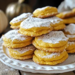 To make pumpkin pie cookies, gather these key ingredients: - 1 cup canned pumpkin puree - 1/2 cup unsalted butter, softened - 1 cup brown sugar, packed - 1/2 cup granulated sugar - 1 large egg - 1 teaspoon vanilla extract - 2 cups all-purpose flour - 1 teaspoon baking soda - 1 teaspoon baking powder - 2 teaspoons pumpkin pie spice - 1/2 teaspoon salt You can add extra flavors and textures with these optional ingredients: - 1/2 cup walnuts or pecans, chopped - 1/2 cup white chocolate chips Sometimes, you may need to swap out ingredients. Here are some ideas: - Use coconut oil in place of butter for a dairy-free option. - Swap the granulated sugar with coconut sugar for a lower glycemic index. - Replace all-purpose flour with a gluten-free blend if needed. - For egg-free cookies, use 1/4 cup unsweetened applesauce instead of the egg. These substitutions help you create a tasty cookie, no matter your needs! {{ingredient_image_1}} Start by preheating your oven to 350°F (175°C). This is key for baking. Next, grab a baking sheet and line it with parchment paper. This step helps prevent sticking. It also makes cleanup easy. In a large bowl, add 1/2 cup of softened butter, 1 cup of brown sugar, and 1/2 cup of granulated sugar. Mix these until they are light and fluffy. This might take a few minutes, but it makes a big difference. Now, add 1 cup of canned pumpkin puree, 1 large egg, and 1 teaspoon of vanilla extract. Beat these together until they are well combined. The mixture should be smooth and creamy. In another bowl, whisk together 2 cups of all-purpose flour, 1 teaspoon of baking soda, 1 teaspoon of baking powder, 2 teaspoons of pumpkin pie spice, and 1/2 teaspoon of salt. This blend gives your cookies their great flavor and texture. Gradually add the dry mix to the wet mix. Stir until just combined. Be careful not to overmix; this keeps your cookies soft. If you want, fold in 1/2 cup of chopped walnuts or pecans and 1/2 cup of white chocolate chips. These add extra taste and fun. Now, use a cookie scoop or tablespoon to drop dough balls onto your prepared baking sheet. Space them about 2 inches apart. Bake in your preheated oven for 12 to 15 minutes. The edges should be lightly golden when done. Once baked, let them cool on the sheet for 5 minutes. Then, move them to a wire rack to cool completely. Enjoy your tasty pumpkin pie cookies! To get soft and chewy cookies, you need to cream the butter and sugars well. This step adds air and helps the cookies rise. Don't overmix the dough after adding flour. This keeps cookies soft. Bake them just until the edges turn golden. The centers will set as they cool. Store your cookies in an airtight container. This keeps them soft and fresh. You can also add a slice of bread to the container. The bread helps keep moisture in. For longer storage, freeze your cookies. Wrap each cookie in plastic wrap and place in a freezer bag. They can last up to three months! A common mistake is using too much flour. Always measure flour by spooning it into the cup and leveling it off. This prevents dry cookies. If you want to add nuts or chocolate, fold them in gently. Overmixing can make the cookies tough. Always preheat your oven. This ensures even baking. Pro Tips Use Fresh Spices: For the best flavor, use fresh pumpkin pie spice. If you can, make your own blend with freshly ground nutmeg, cinnamon, ginger, and cloves. Chill Your Dough: If time allows, refrigerate the dough for 30 minutes before baking. This helps the cookies maintain their shape and enhances the flavors. Experiment with Mix-Ins: Feel free to swap in your favorite nuts or chocolates. Pecans, dark chocolate chips, or even dried cranberries make excellent alternatives to white chocolate. Storage Tips: Store the cookies in an airtight container at room temperature for up to a week. For longer storage, freeze them in a single layer, then transfer to a freezer-safe container. {{image_2}} You can mix flavors to make these cookies special. Here are some ideas: - Maple syrup: Replace some sugar with maple syrup for a sweet twist. - Cranberries: Add dried cranberries for a tart flavor that pairs well with pumpkin. - Orange zest: Grate some fresh orange peel into the dough for a bright note. Want to make your cookies more fun? Try adding these: - Chocolate chips: Use dark or milk chocolate chips for extra sweetness. - Chopped nuts: Walnuts or pecans give a nice crunch and rich taste. - Cream cheese icing: Drizzle some icing on top for a creamy finish. You can make these cookies fit different diets. Here’s how: - Gluten-free: Use a gluten-free flour blend instead of all-purpose flour. - Vegan: Swap the butter for coconut oil and the egg for a flax egg (1 tablespoon ground flaxseed mixed with 2.5 tablespoons water). These variations make your pumpkin pie cookies unique and tasty! To keep your pumpkin pie cookies fresh, store them in an airtight container. Make sure the cookies are completely cool before sealing them. This helps maintain their soft texture. Place them at room temperature, away from direct sunlight or heat. If you want to keep them longer, refrigeration is a good option. You can freeze these cookies for later enjoyment. First, let the cookies cool completely. Place them in a single layer on a baking sheet and freeze for about an hour. Once frozen, transfer them to a freezer-safe bag or container. This way, they won't stick together. Label the bag with the date for easy tracking. When stored properly, these cookies can last about a week at room temperature. If you keep them in the fridge, they last up to two weeks. Frozen cookies can stay fresh for three months. Just remember to thaw them at room temperature or warm them in the oven for a few minutes before serving. Enjoy the taste of fall anytime! Yes, you can use fresh pumpkin. First, you need to cook it. Cut the pumpkin in half, remove the seeds, and bake it until soft. Then, scoop out the flesh and mash it. This gives a fresher taste, but canned pumpkin is easier and faster. To make cookies chewy, use more brown sugar than white sugar. Brown sugar has moisture that helps create a chewy texture. You can also underbake the cookies slightly. This keeps the centers soft and chewy. Another tip is to chill the dough for 30 minutes before baking. This helps the cookies stay thick. These cookies taste great with milk or coffee. You can also serve them with whipped cream for a treat. If you want something warm, serve them with hot apple cider. For a fun twist, add a scoop of vanilla ice cream on top! You’ve learned about baking delicious pumpkin pie cookies, from essential ingredients to unique variations. We explored simple steps for mixing, baking, and storing your cookies. Remember to keep tips in mind for perfect texture and freshness. Try out different flavors, toppings, or adaptations to make the recipe your own. Now, you’re ready to impress with your cookie baking skills. Enjoy sharing this treat with friends and family!
