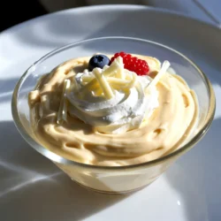 To make this smooth and creamy treat, you need a few key items: - 8 oz white chocolate, chopped - 1 cup heavy cream, divided - 1 tablespoon vanilla extract - Pinch of salt These ingredients form the base of your ganache. The white chocolate brings sweetness and creaminess. The heavy cream helps create that light, whipped texture. If you enjoy a sweeter taste, consider adding: - 2 tablespoons powdered sugar (optional) Adding powdered sugar can enhance the sweetness without overpowering the vanilla flavor. Adjust the amount to your liking. Using high-quality ingredients makes a big difference. Here are some tips: - Choose good white chocolate with real cocoa butter. - Use fresh heavy cream for the best texture. - Select pure vanilla extract instead of imitation. These choices will enhance the flavor and texture of your whipped ganache, making it truly delightful! {{ingredient_image_1}} To start, gather your ingredients. You need 8 oz of white chocolate, chopped. Place the chocolate in a heatproof bowl. Next, heat 1/2 cup of heavy cream in a small pan. Keep the heat medium and stop when the cream just simmers. Do not let it boil. Pour this hot cream over the white chocolate. Let it sit for 2 to 3 minutes. This helps the chocolate melt. After waiting, gently stir the mixture with a spatula. You want it to be smooth and shiny. If the chocolate does not melt fully, warm it slightly over a water bath. Stir until it becomes luxurious. Now, add 1 tablespoon of vanilla extract and a pinch of salt. Mix well. Let the ganache cool to room temperature. Then, place it in the fridge for about 30 minutes. This thickens it a bit but does not set it completely. In a separate bowl, take the other 1/2 cup of heavy cream. You can add 2 tablespoons of powdered sugar if you want it sweeter. Whip the cream until you see soft peaks form. This means the cream should fluff up but still hold some shape. Be careful not to overwhip, or it will turn into butter. Once the ganache has cooled, it’s time to combine. Gently fold in the whipped cream. Do this in three parts. Start with a small bit of whipped cream. You want to lighten the ganache. Use a spatula to lift from the bottom and fold over the top. Repeat this with the rest of the whipped cream. The goal is to keep the mixture airy and light. Be careful not to deflate it. Once you finish, your Vanilla White Chocolate Whipped Ganache is now ready to use! To get the right texture, you must follow a few steps. First, cool the ganache to room temperature. Then, chill it in the fridge for about 30 minutes. This helps it thicken but stay soft. When you whip the cream, stop when soft peaks form. If you whip too much, it can turn grainy. Finally, fold the whipped cream into the ganache gently. This keeps it airy and light. One common mistake is overheating the cream. Heat it just until it simmers. Boiling can change the texture of the ganache. Another mistake is not letting the ganache cool enough before folding in the cream. If it's too warm, it can deflate the whipped cream. Lastly, avoid adding the cream too fast. Add it in three parts to keep the mix light and fluffy. You can easily boost the flavor of your ganache. Add citrus zest, like lemon or orange, for a fresh twist. A splash of liqueur, such as amaretto or raspberry, adds depth. You can also mix in spices like cinnamon or nutmeg for warmth. If you love sweetness, consider more powdered sugar. Just adjust to your taste. These additions make your Vanilla White Chocolate Whipped Ganache even more delightful! Pro Tips Use Quality Chocolate: The flavor of your ganache largely depends on the quality of white chocolate you use. Opt for high-quality chocolate for the best results. Monitor Cream Temperature: Ensure the cream is heated just until simmering to prevent the chocolate from seizing. Avoid boiling at all costs. Cool Ganache Properly: Allow the ganache to cool at room temperature before refrigerating. This helps achieve the right consistency for folding in the whipped cream. Folding Technique: When combining the whipped cream with the ganache, use a gentle folding motion. This keeps the mixture light and airy, ensuring a fluffy texture. {{image_2}} You can make your Vanilla White Chocolate Whipped Ganache even better with fun flavors. Try adding citrus zest, like orange or lemon. A small amount adds a bright, fresh taste. You could also use liqueurs, like Grand Marnier or Amaretto. Just a splash will give your ganache a lovely twist. Remember to mix these in after adding the vanilla extract for the best flavor. While white chocolate shines in this recipe, you can experiment with other chocolates too. Milk chocolate offers a sweeter taste. Dark chocolate gives a rich, deep flavor. If you want a twist, use flavored chocolates, like caramel or raspberry. Just be careful with the amounts. Each type of chocolate may require slight changes in cream ratios to get the right texture. This whipped ganache is so versatile! You can use it as a filling for cakes or cupcakes. It also works great as a topping for ice cream or brownies. For a light dessert, serve it in a glass bowl. Top it with white chocolate shavings or fresh berries for a lovely contrast. It looks pretty and tastes amazing. You can also serve it with fresh fruit for dipping. The options are endless! To keep your Vanilla White Chocolate Whipped Ganache fresh, use an airtight container. Glass containers work well because they do not absorb smells. Make sure to cool the ganache before storing it. This helps keep its creamy texture. Avoid exposing it to light or heat, which can change its taste. Your whipped ganache will last for about 3 to 5 days in the fridge. If stored well, it stays tasty and fresh. Check for any changes in smell or texture before use. If it looks or smells off, it's best to toss it. If you have leftovers, you can gently reheat the ganache. Use a microwave on low power, heating in short bursts of 10-15 seconds. Stir after each burst until it's warm but not hot. You can also use a double boiler for more control. Just remember to stir well to keep it smooth. Whipped ganache shines as a topping or filling. You can use it for cakes, cupcakes, or desserts. It adds a rich, creamy taste. The smooth texture makes it perfect for layered treats. You can also serve it in a bowl with berries. It looks great and tastes even better! Yes, you can make a dairy-free version. Use dairy-free white chocolate. Coconut cream is a good substitute for heavy cream. Just follow the same steps. Heat the coconut cream and pour it over the chocolate. Whip the coconut cream until soft peaks form. The result is still creamy and delicious! To stabilize your ganache, add more heavy cream. You can also use gelatin. First, bloom the gelatin in cold water. Then, mix it with the warm ganache. This helps it hold its shape. Another tip is to add a bit of cream cheese. This gives your ganache extra firmness and flavor. In this post, we covered the essentials for making vanilla white chocolate whipped ganache. You learned about key ingredients, step-by-step instructions, and common mistakes to avoid. Variations with flavors and storage tips also added depth. Now you can create a smooth, delicious ganache that impresses. Remember, quality ingredients matter. With practice, you’ll perfect this treat. Enjoy experimenting and serving your ganache in fun ways!