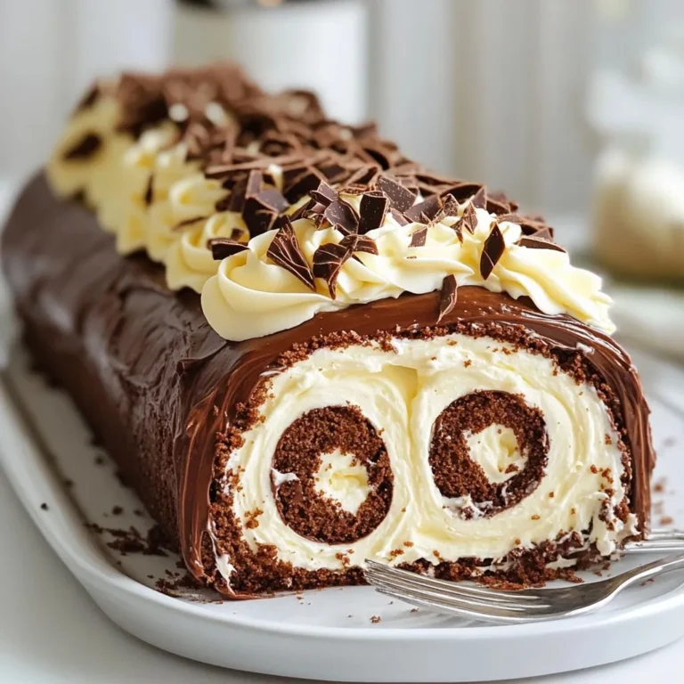 To make the Classic Yule Log Cake, you will need: - 4 large eggs - 1 cup granulated sugar - 1 teaspoon vanilla extract - 1/3 cup all-purpose flour - 1/3 cup unsweetened cocoa powder - 1/2 teaspoon baking powder - 1/4 teaspoon salt - 1 cup heavy whipping cream - 1/2 cup powdered sugar - 1 teaspoon vanilla extract (for the cream) - 1/4 cup dark chocolate shavings (for decoration) - 1 tablespoon cocoa powder (for dusting) - Mixing bowls: You’ll need at least two for mixing wet and dry ingredients. - Electric mixer: This makes beating eggs and cream much easier. - Jelly roll pan: A 15x10 inch pan is ideal for this cake. - Parchment paper: This helps the cake come out easily. - Clean kitchen towel: Use this to roll the cake. - Sifter: For flour and cocoa powder to avoid clumps. - Spatula: Great for spreading the cream and frosting. - Fork: To add texture to the frosting. - Eggs: You can use flax eggs or applesauce for a vegan option. - Granulated sugar: Coconut sugar or brown sugar works well too. - Heavy cream: Use coconut cream for a dairy-free alternative. - All-purpose flour: Use almond flour for a gluten-free version. - Unsweetened cocoa powder: Carob powder can be a good substitute. - Dark chocolate shavings: You can use chocolate chips or even nuts for a twist. These ingredients and tools will help you create a stunning Yule Log Cake. Enjoy the process, and don’t hesitate to get creative with your choices! {{ingredient_image_1}} Start by preheating your oven to 350°F (175°C). This step is key for a nice rise. Next, line a 15x10 inch jelly roll pan with parchment paper. To keep the cake from sticking, lightly grease the paper with some butter or cooking spray. In a large mixing bowl, beat 4 large eggs and 1 cup of granulated sugar. You want this mixture to become thick and pale, which takes about 5 minutes. Then, add in 1 teaspoon of vanilla extract and mix it in gently. In a separate bowl, sift together 1/3 cup of all-purpose flour, 1/3 cup of unsweetened cocoa powder, 1/2 teaspoon of baking powder, and 1/4 teaspoon of salt. Carefully fold this dry mix into the egg mixture. Make sure to keep it light and airy. Pour your batter into the prepared jelly roll pan. Spread it evenly to ensure uniform baking. Bake for 12-15 minutes. You know it’s done when the cake springs back when you touch it. While it bakes, prepare a clean kitchen towel by sprinkling it with powdered sugar. When the cake is ready, immediately invert it onto the towel. Peel off the parchment paper and roll it up from one short end to the other. Let it cool completely while rolled up. To make the filling, whip together 1 cup of heavy whipping cream, 1/2 cup of powdered sugar, and 1 teaspoon of vanilla extract in a mixing bowl. Whip until soft peaks form. Once the cake cools, carefully unroll it. Spread the whipped cream mixture evenly over the cake, then roll it back up into a log shape, but without the towel this time. Now it’s time to frost your Yule log. Use any leftover whipped cream or store-bought chocolate frosting to cover the outside of the rolled cake. To make it look like bark, use a fork to create texture on the frosting. Dust with cocoa powder and sprinkle dark chocolate shavings on top for a festive touch. Chill the cake in the fridge for at least one hour before slicing and serving. Enjoy your classic Yule log! Baking a Yule log can be tricky. Here are some common mistakes: - Overmixing the Batter: This makes the cake dense. Fold gently. - Not Dusting the Towel: Without powdered sugar, the cake will stick. - Rolling When Hot: Let the cake cool before rolling. It helps keep its shape. - Too Much Filling: Use just enough cream so it won’t spill out. Presentation matters! Here are some fun ideas to make your Yule log shine: - Bark Effect: Use a fork to make lines in the frosting. It looks like tree bark. - Cocoa Powder Dusting: Lightly sprinkle cocoa powder on top for a snowy effect. - Chocolate Shavings: Add dark chocolate shavings to bring a rich touch. - Fresh Berries or Mint: Garnish with berries or mint leaves for color and flavor. Whipped cream is key for the filling. Follow these steps for perfect results: - Chill the Bowl: Place your mixing bowl in the fridge for 15 minutes before whipping. - Use Heavy Cream: Heavy cream whips better than lighter creams. - Beat to Soft Peaks: Stop mixing when peaks just begin to form. This keeps it fluffy. - Add Sugar Gradually: Mix in the powdered sugar slowly for even sweetness. Pro Tips Use Fresh Eggs: For the best results, use fresh eggs at room temperature. They whip better and will give your cake a lighter texture. Don’t Overmix: When folding the dry ingredients into the egg mixture, be gentle. Overmixing can deflate the batter and lead to a dense cake. Chill Before Slicing: Allow the Yule Log Cake to chill in the refrigerator for at least an hour. This helps the layers to set and makes slicing easier. Experiment with Fillings: While whipped cream is traditional, feel free to experiment with other fillings like chocolate mousse or fruit preserves for a unique twist. {{image_2}} You can make your Yule log cake exciting by adding new flavors. Here are some ideas: - Coffee: Add a tablespoon of instant coffee to the batter. This gives a rich taste. - Mint: Mix in a few drops of peppermint extract. This makes a fresh twist. - Hazelnut: Use hazelnut spread in the filling. It adds a nutty flavor that many love. Switch up your filling for a new experience. Instead of the classic whipped cream, try these: - Fruit Compote: Spread a layer of mixed berry compote. It adds a fruity zing. - Other Creams: Use mascarpone cheese mixed with a bit of sugar. This offers a creamy texture. If you need gluten-free or vegan options, I have you covered. - Gluten-Free: Replace all-purpose flour with a gluten-free blend. Make sure it has xanthan gum for the right texture. - Vegan: Use flax eggs instead of real eggs. Mix one tablespoon of flaxseed meal with three tablespoons of water. Let it sit for five minutes to thicken. Use coconut cream in place of heavy cream for the filling. These variations keep your Yule log cake fun and tasty for everyone! To keep your Yule Log Cake fresh, wrap it well. Use plastic wrap or aluminum foil. This helps prevent it from drying out. Store it in a cool place or the fridge. Avoid placing it near strong-smelling foods, as it can absorb those smells. If you have left-over chocolate shavings, store them separately to keep them crisp. You can keep the Yule Log Cake in the fridge for up to five days. Make sure it is covered well. The flavors will remain fresh, and the cream will stay firm. If you notice any signs of spoilage, like an off smell or change in texture, it’s best to toss it out. If you want to store the cake longer, freezing is a good choice. Wrap the cake tightly in plastic wrap and then in aluminum foil. This prevents freezer burn. You can freeze it for up to three months. To thaw, place it in the fridge overnight. After thawing, let it sit at room temperature for a bit before serving. This will bring back its soft texture. The Yule Log Cake, or Buche de Noel, has roots in old French traditions. People used to burn a Yule log during winter solstice. This log symbolized warmth and light. Over time, bakers created a cake that looks like this log. The Yule Log Cake became a festive dessert for Christmas. Yes, you can make this cake ahead of time. Bake it one to two days before your event. Just make sure to store it in the fridge after decorating. Cover it well to keep it fresh. This way, you can enjoy more time with family and friends. To avoid cracks, roll the cake while it is warm. Use a clean towel with powdered sugar. This helps it not stick. Roll it loosely, and don’t force it. If it does crack, you can cover it with frosting later. You can serve the Yule Log Cake in many ways. Slice it into pieces and add a dollop of whipped cream. Garnish with fresh berries or mint leaves for color. A drizzle of chocolate sauce can add extra flavor. Serve with hot cocoa for a cozy treat! You learned about making a classic Yule Log Cake, from ingredients to decoration. I shared tips for common mistakes and offered sweet variations. Storing your cake properly keeps it fresh longer. Remember, practice makes perfect. With patience, you’ll create a stunning dessert that impresses everyone. Enjoy the process and the joy it brings. Happy baking!
